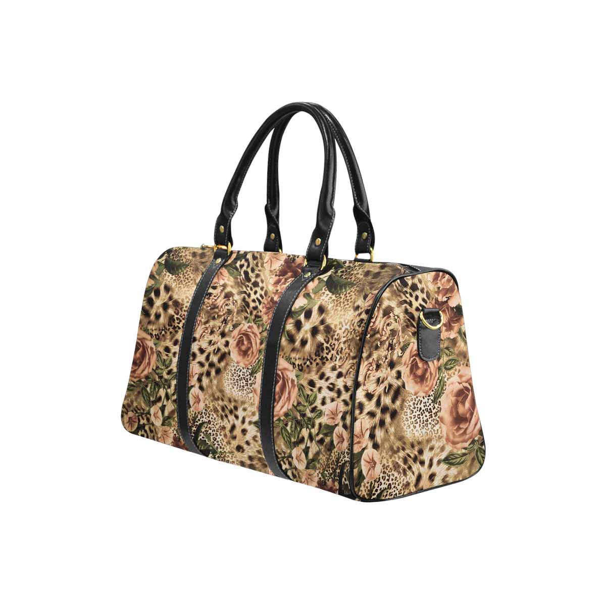 **InterestPrint Waterproof Travel Duffel Bag - Striped Leopard & Floral Design, Overnight Weekender Carry-On Handbag for Gym, Beach, Camping & Weekend Getaways**