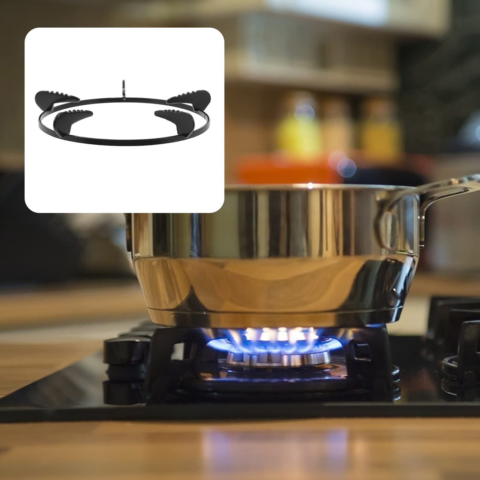 SOLUSTRE 2-Piece Cast Iron Wok Stand & Burner Bracket - Heavy Duty Stove Adapter for Wok Cooking, Kitchen Accessories - Perfect for Asian Cuisine, Stir Fry, and Home Cooking Scenes