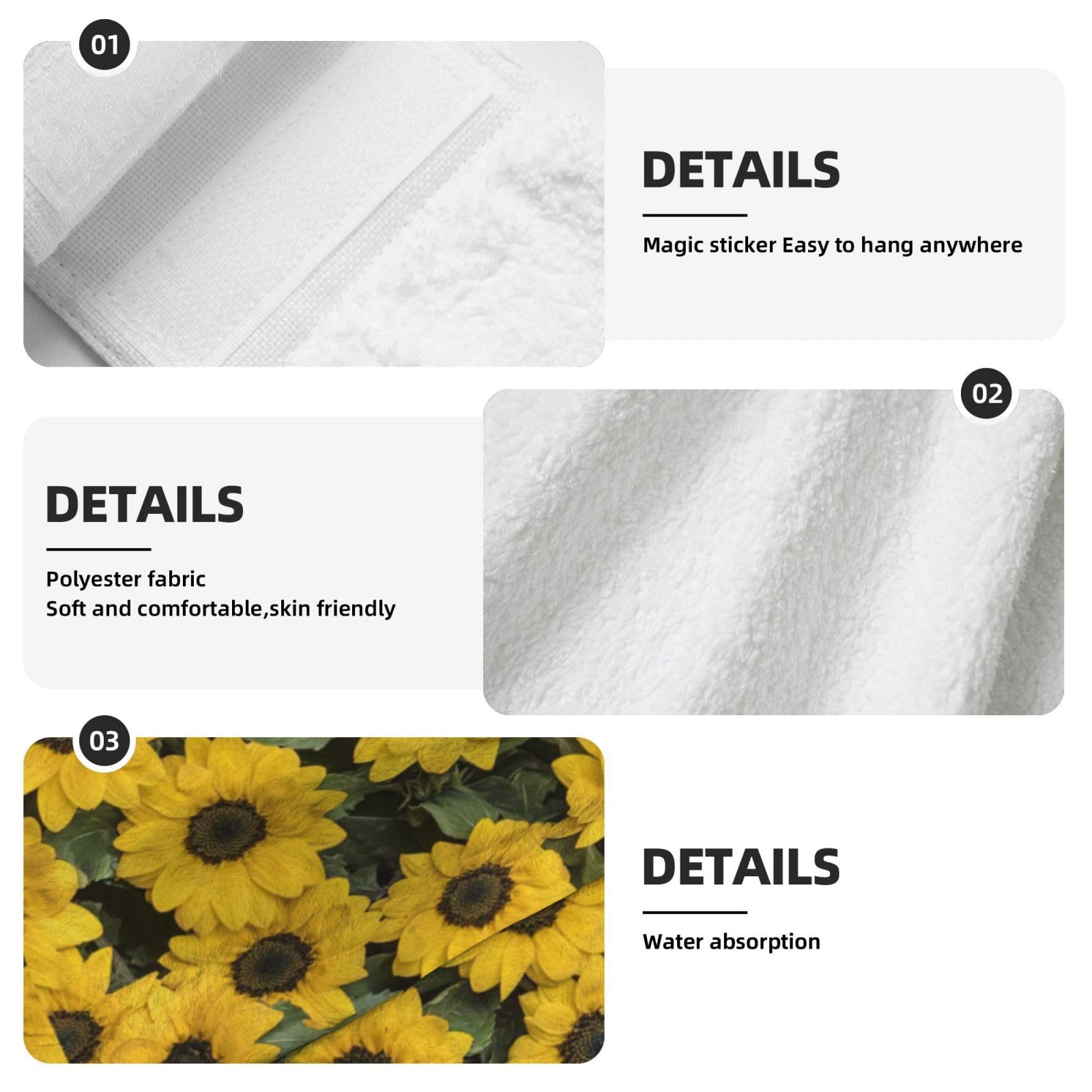 Soft Coral Velvet Sunflower Hanging Kitchen Towels - Absorbent Hand Towels with Loops for Bathroom, Dish Cloth & Washcloth | Perfect for Kitchen Decor, Dish Drying & Bathroom Essentials