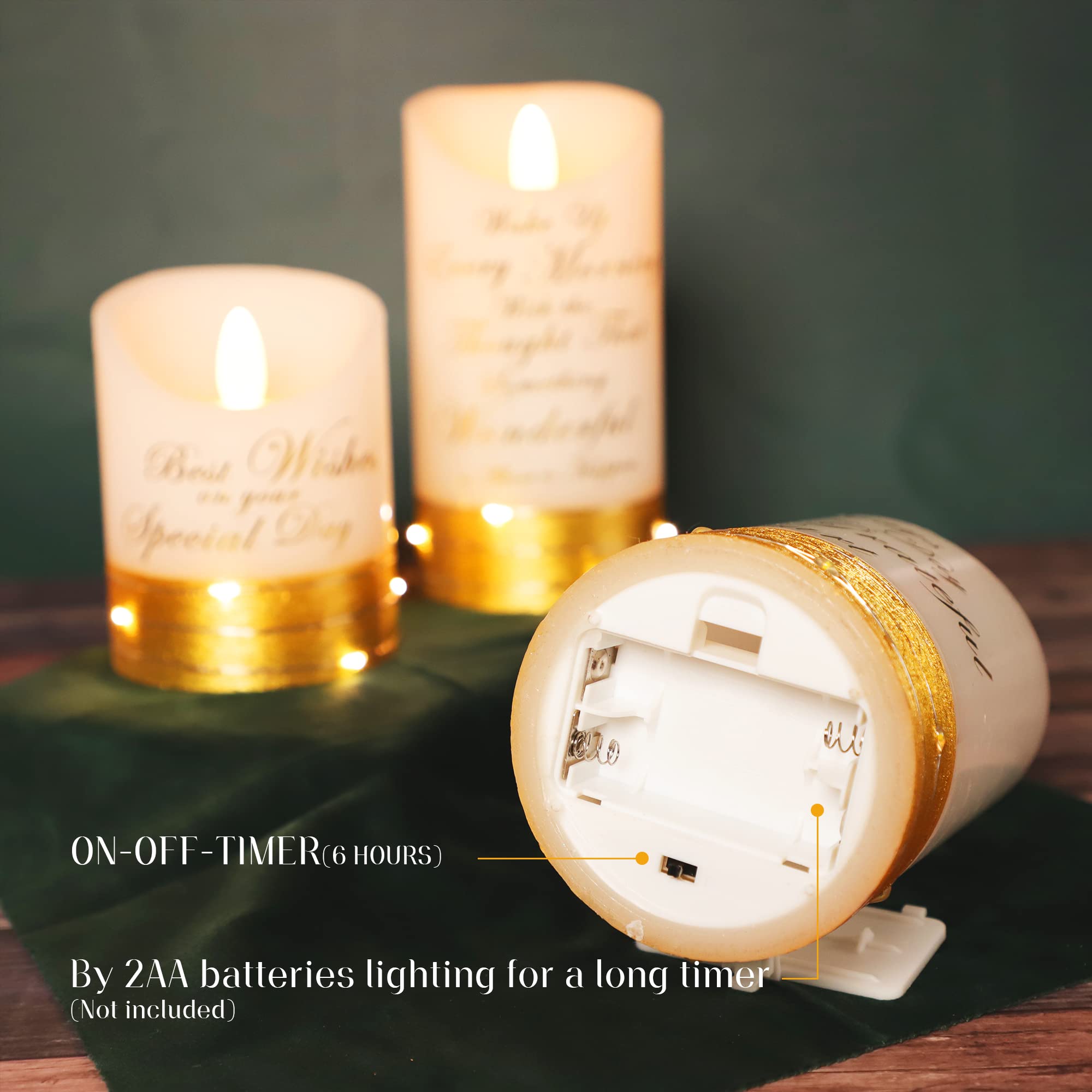 Flameless LED Candles with Timer & Remote Control - Set of 3 Battery Operated Flickering Candles for Home Decor, Wedding Centerpieces, Romantic Dinner Ambiance, and Holiday Lighting