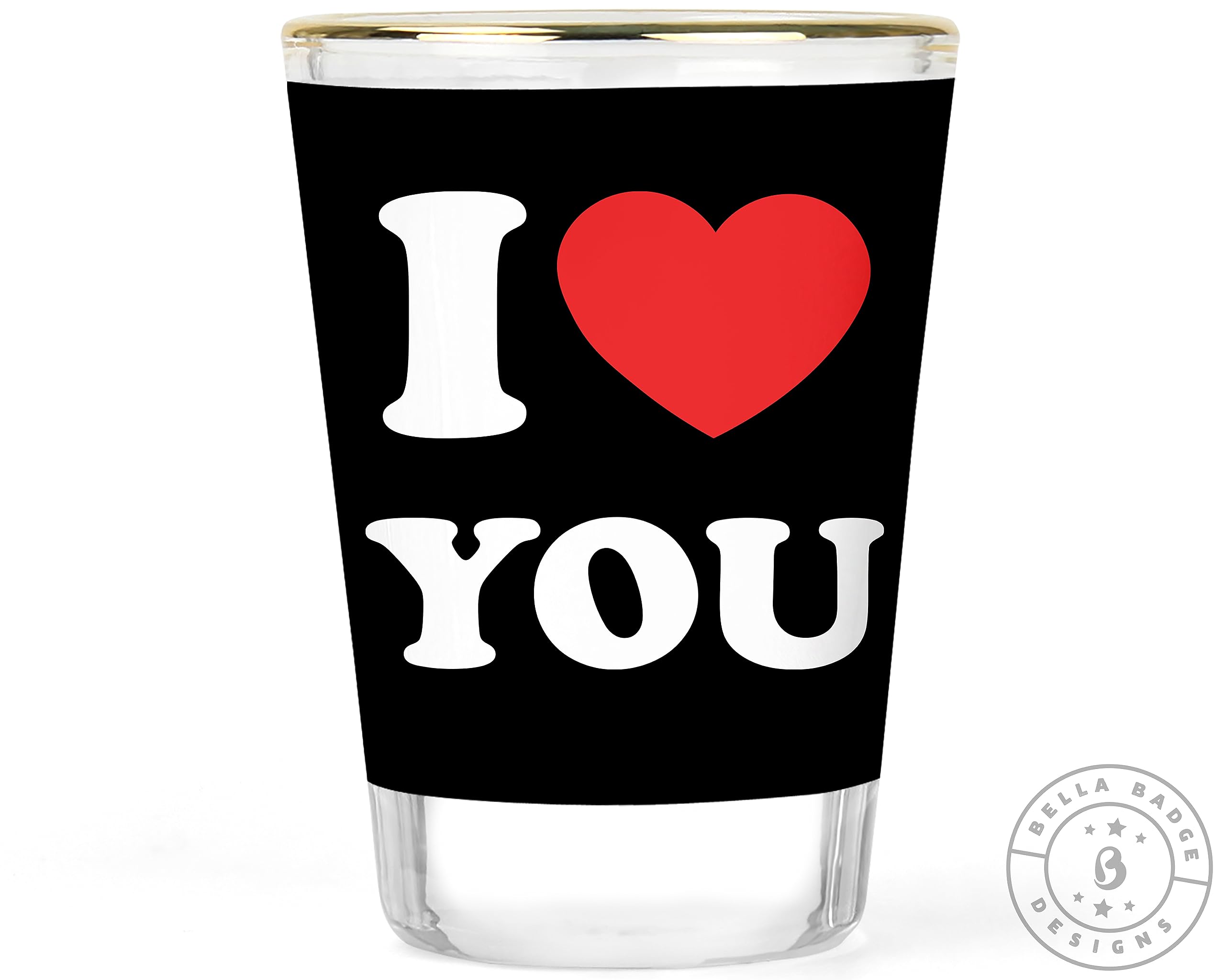 Personalized I Heart Shot Glass - Custom Engraved Gift for Wife, Husband, Dad, Mom, Girlfriend & Boyfriend - Unique Wedding, Anniversary & Birthday Present - Barware for Parties & Special Occasions
