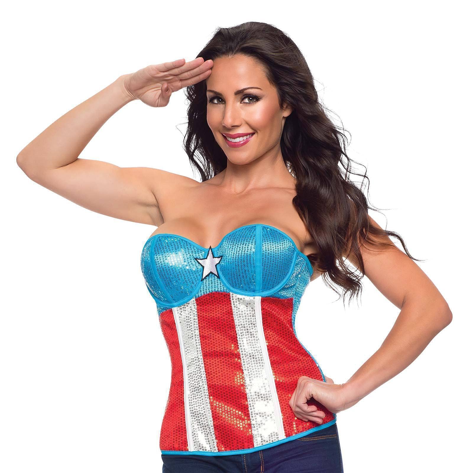 Marvel Captain America Sequined Corset for Women - Official Rubie's Costume | Cosplay, Halloween, Comic-Con & Themed Parties
