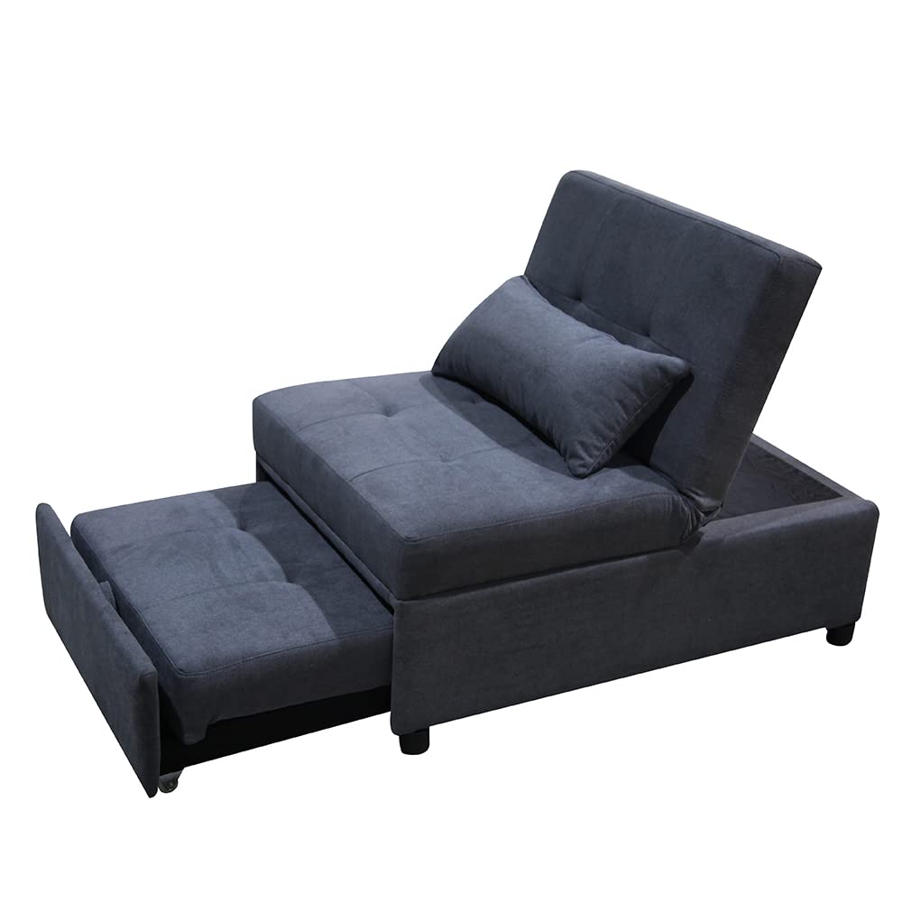 Antetek 4-in-1 Convertible Chair Bed - Multi-Functional Folding Ottoman Sofa Bed with Adjustable Backrest, Space Saving Sleeper Chair for Small Apartments, Guest Room & Dorm (Dark Grey) | Perfect for Overnight Guests, Studio Living & Compact Spaces