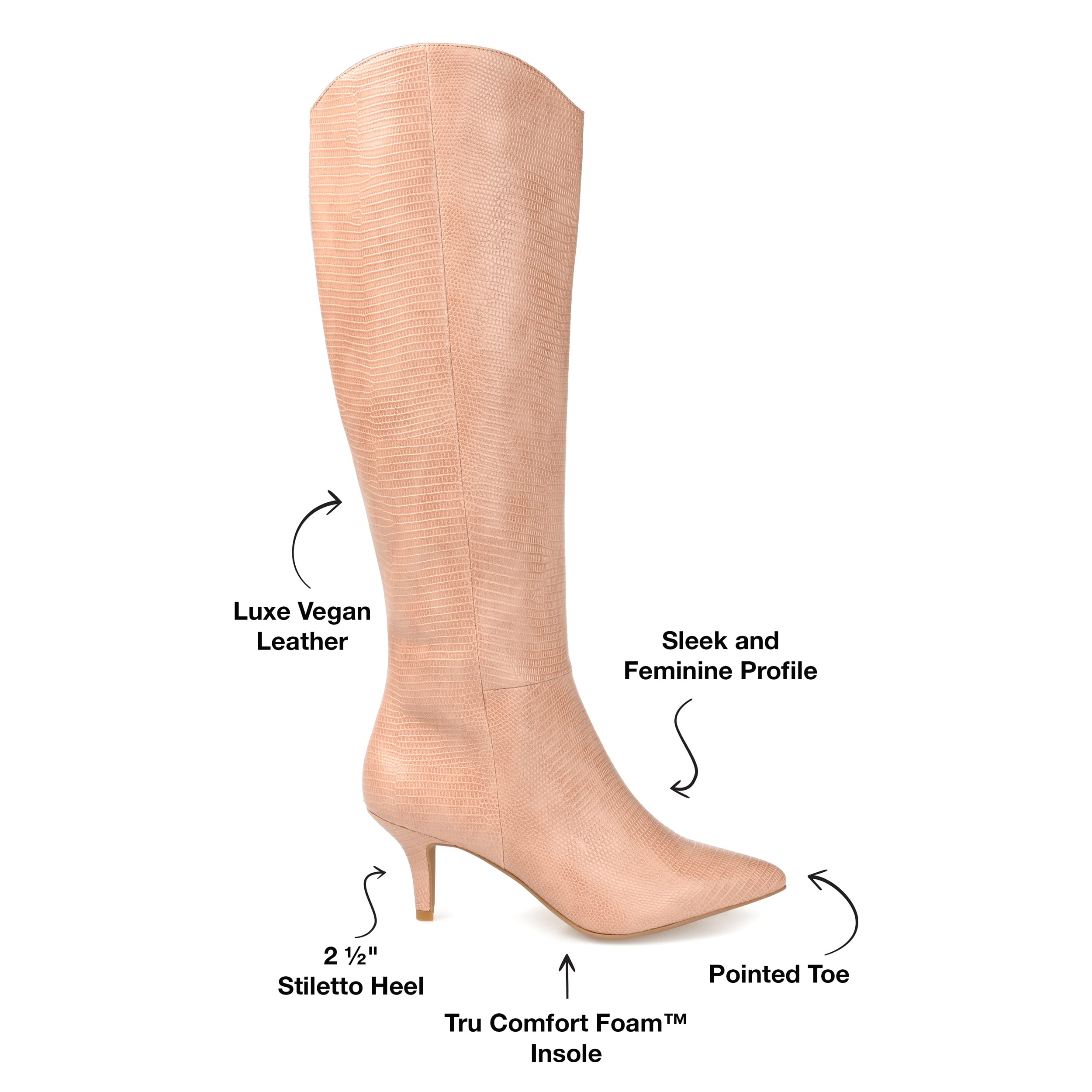 Journee Women's Estrella Knee High Boots - Pointed Toe, Comfort Foam, Fashionable & Stylish (Perfect for Office, Date Night & Winter Outfits)