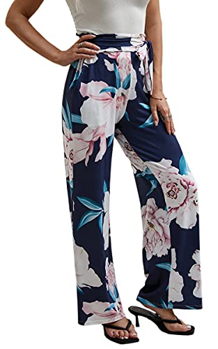 185 Navy Blue Leaf Pink Flower