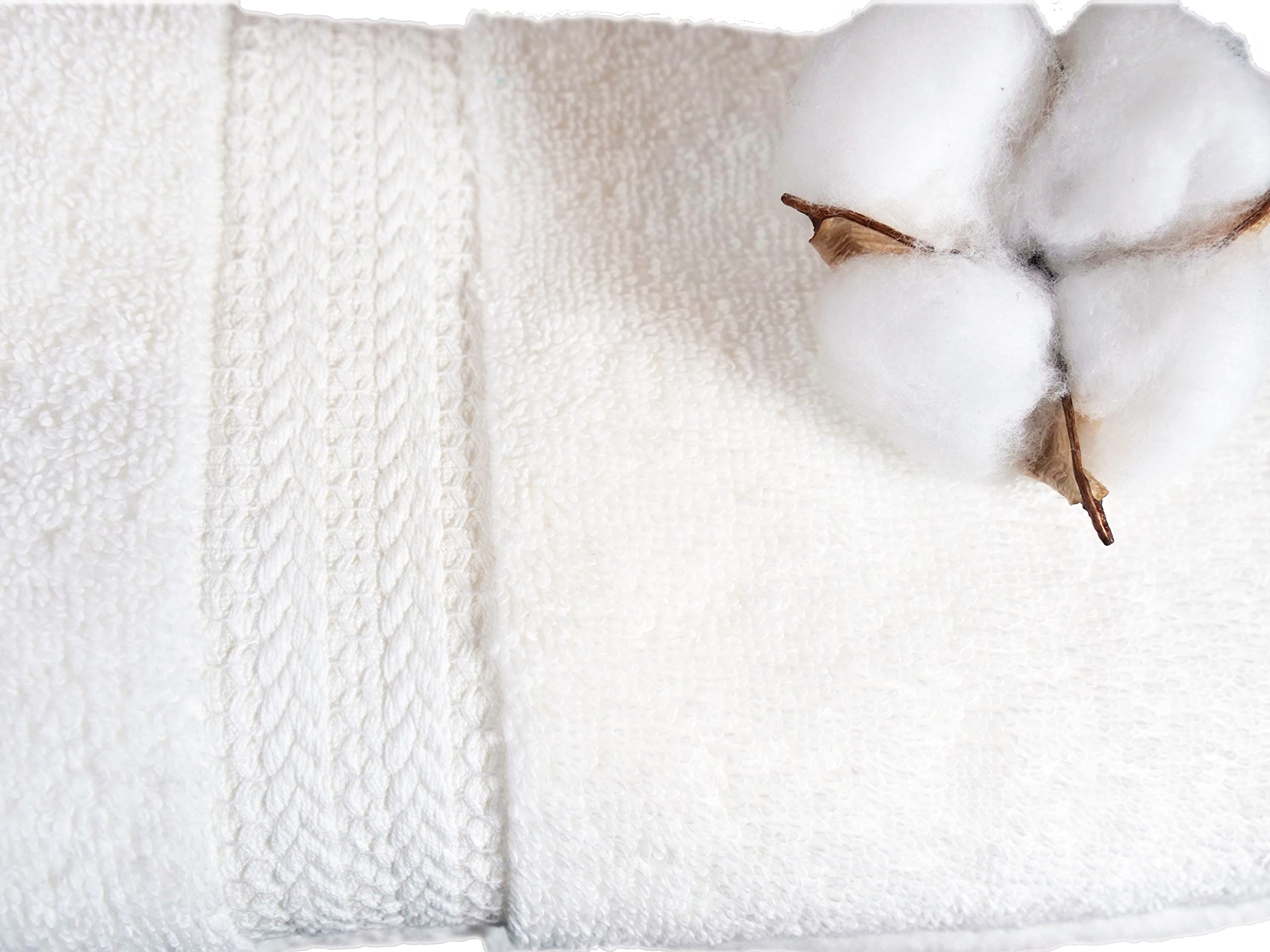Premium 100% Turkish Cotton Bath Towel Set - 6 Piece Luxury Collection (2 Bath Towels, 2 Hand Towels, 2 Washcloths) in White - Soft & Absorbent for Spa, Hotel & Home Use