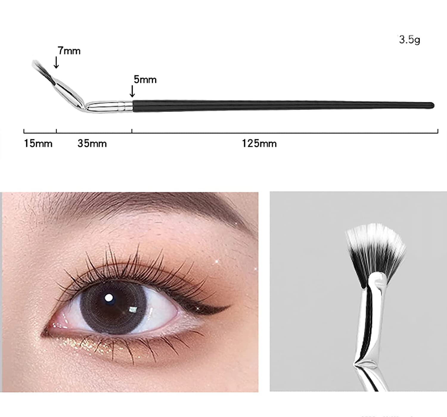Anjoize Dolly Mascara Fan Brush - 2 Pack Angled Eyelash Brushes for Fluffy Lashes, Portable Folding Cosmetic Brush Set for Professional Makeup Application - Perfect for Travel, Home & Salon Use