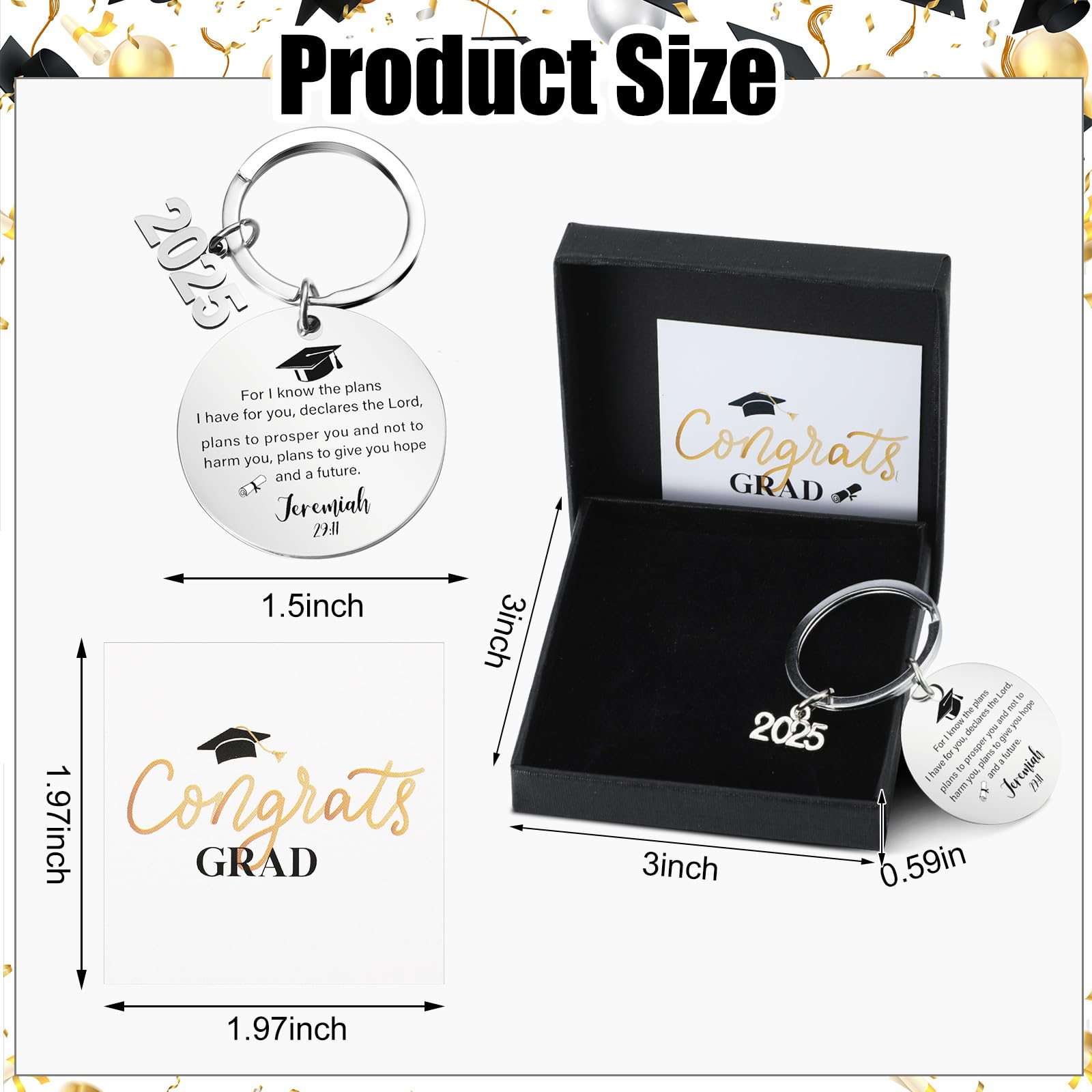 2025 Graduation Gifts for Him & Her - 6 Pack Inspirational Bible Verse Keychains, Religious Keepsake for College Adults - Perfect for Graduation Ceremony, Gift Giving & Daily Encouragement