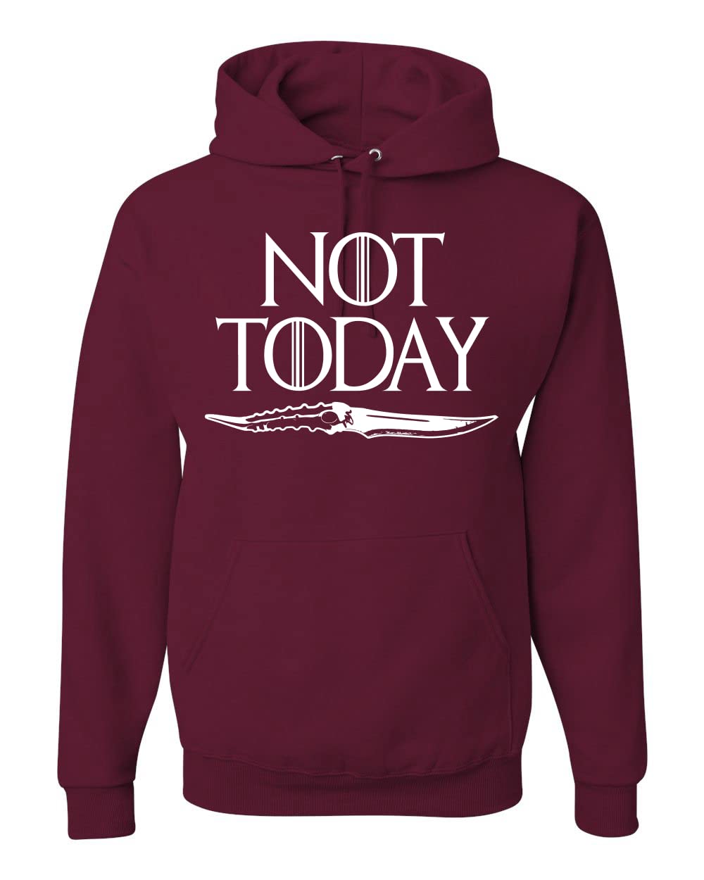 Wild Bobby Not Today Arya Dagger Game of Thrones Stark Fan Hoodie - Unisex Graphic Sweatshirt for Pop Culture Enthusiasts | Perfect for Cosplay, Conventions & GoT Themed Parties