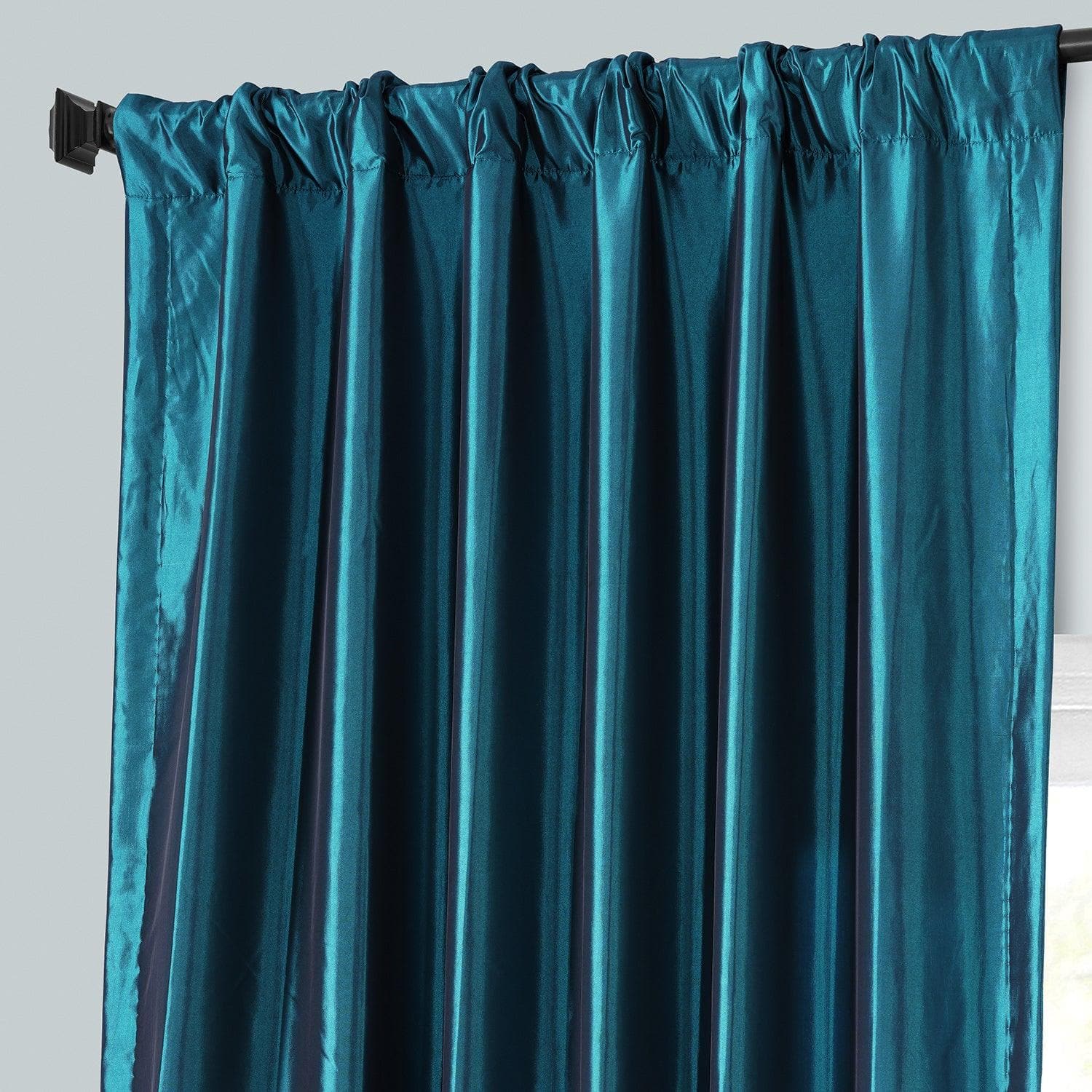 Mediterranean Solid Faux Silk Taffeta Blackout Curtains for Bedroom & Living Room - Light Blocking Window Drapes for Better Sleep & Privacy