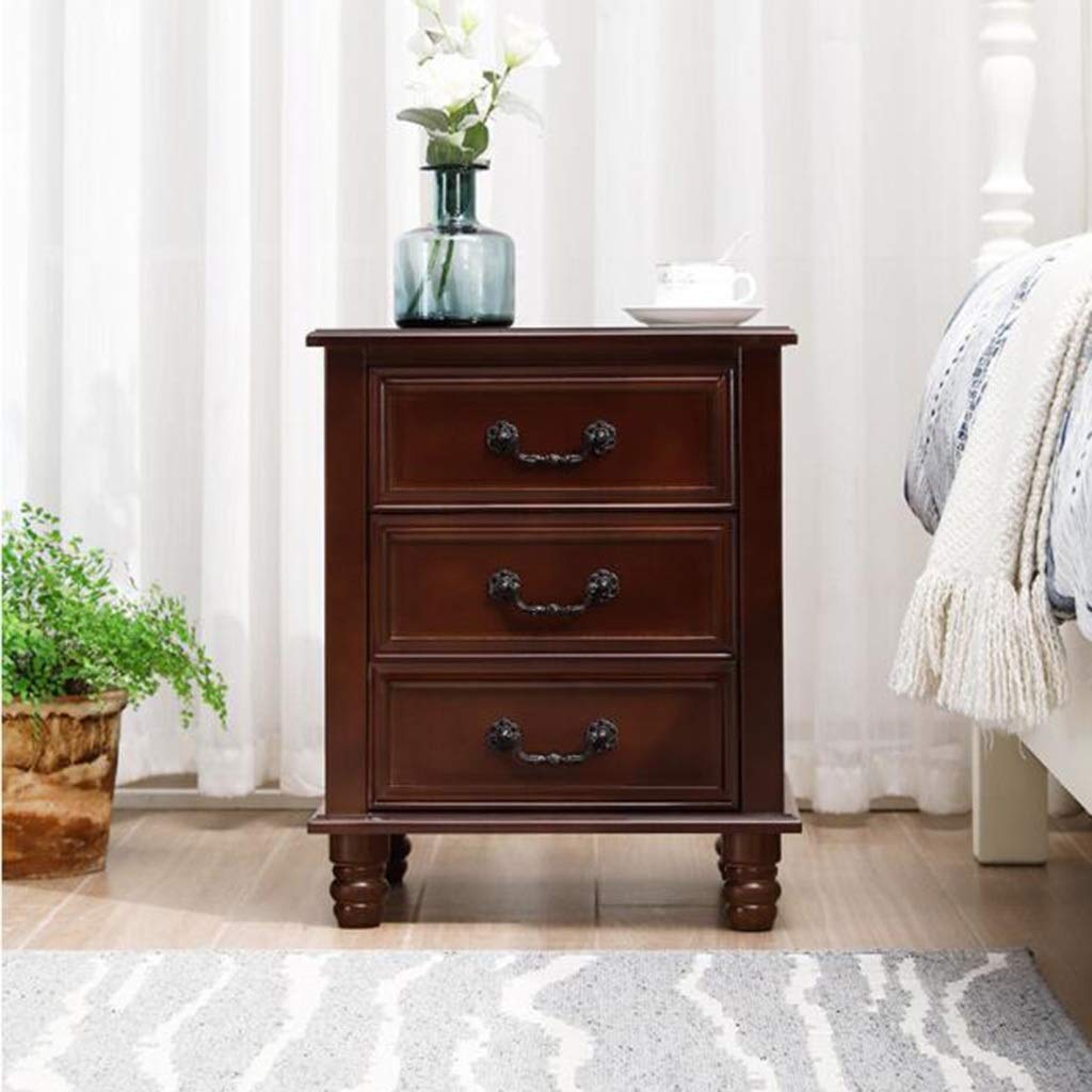 Modern Nightstand with Drawer - Simple Bedside Table for Bedroom, Living Room & Sofa - Multifunctional Storage Cabinet - Brown Wood Finish (45.3