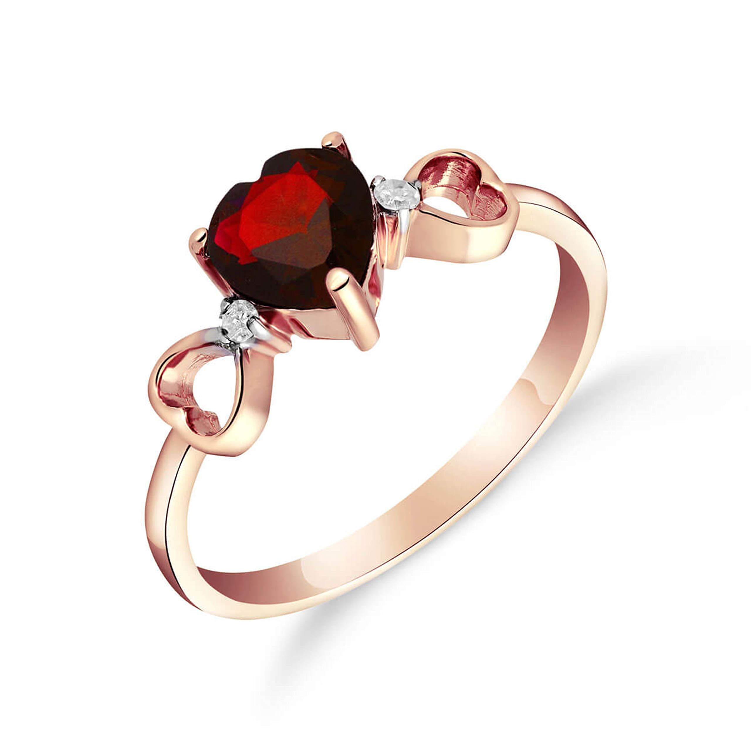 14K Yellow, White & Rose Gold Heart-Shaped Garnet Ring for Women - Elegant Valentine's Day, Anniversary & Birthday Gift Jewelry