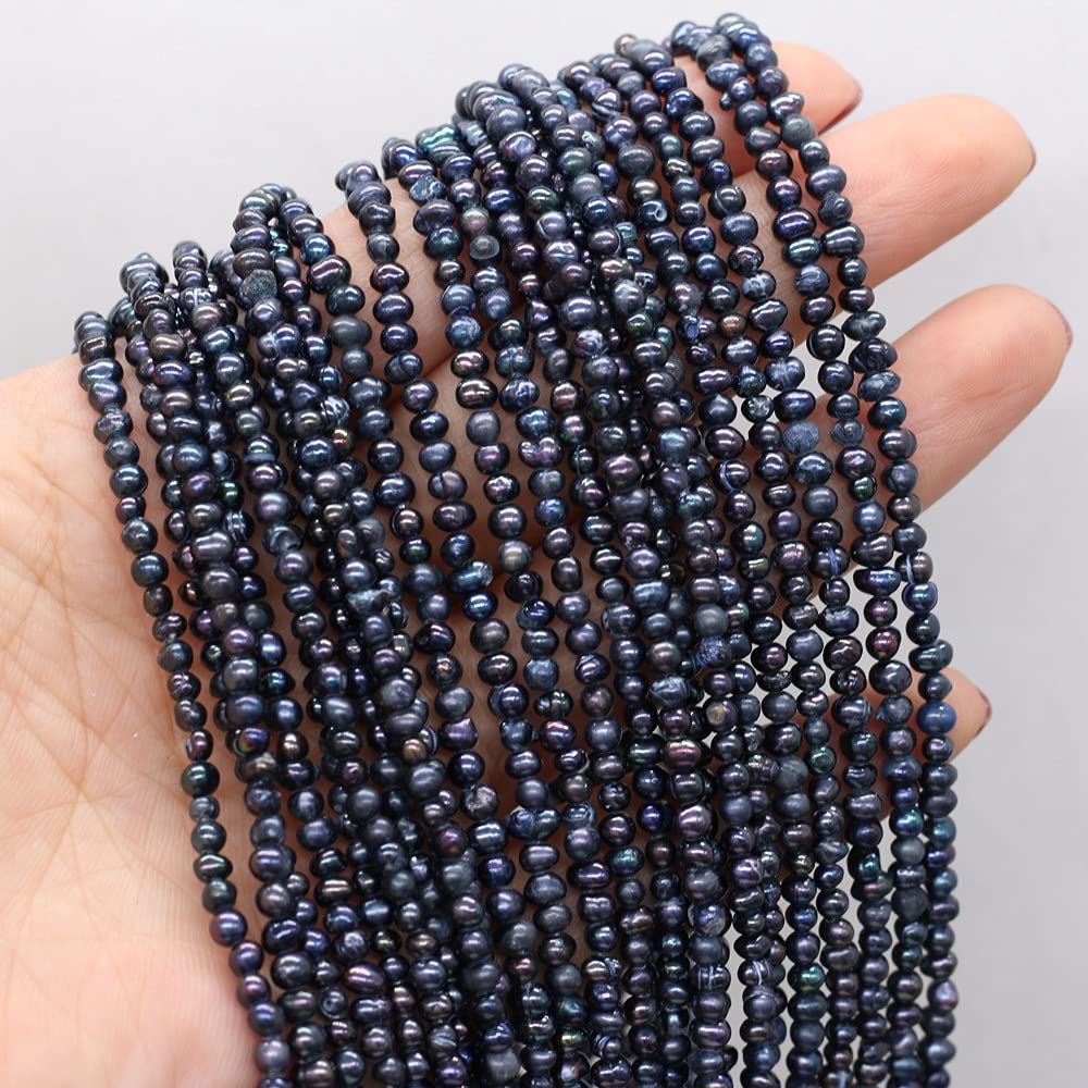 Premium Black Rice-Shaped Freshwater Pearl Beads (5-6mm) for DIY Jewelry Making - Necklace, Bracelet & Accessories - Perfect for Handmade Gifts, Boho Style & Wedding Jewelry Designs