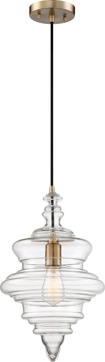 11W Ballarat 1 Light Pendant Light in Burnished Brass with Clear Glass Shade - Perfect for Kitchen Island, Dining Room, or Entryway Lighting