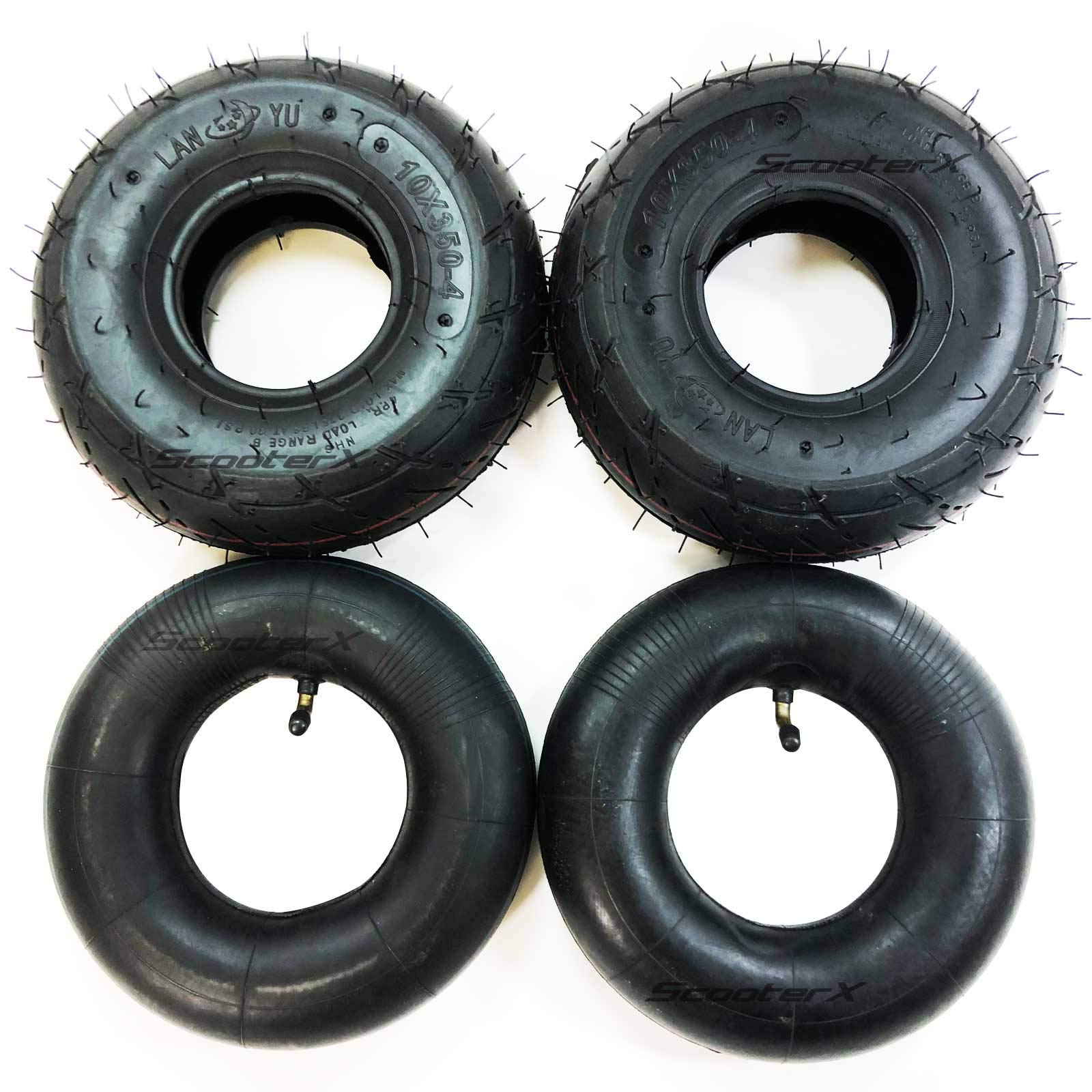 2 Pack 10 x 3.50-4 Street Tread Tires with 2 Inner Tubes - Perfect for Golf Carts, Lawn Mowers, and Utility Trailers