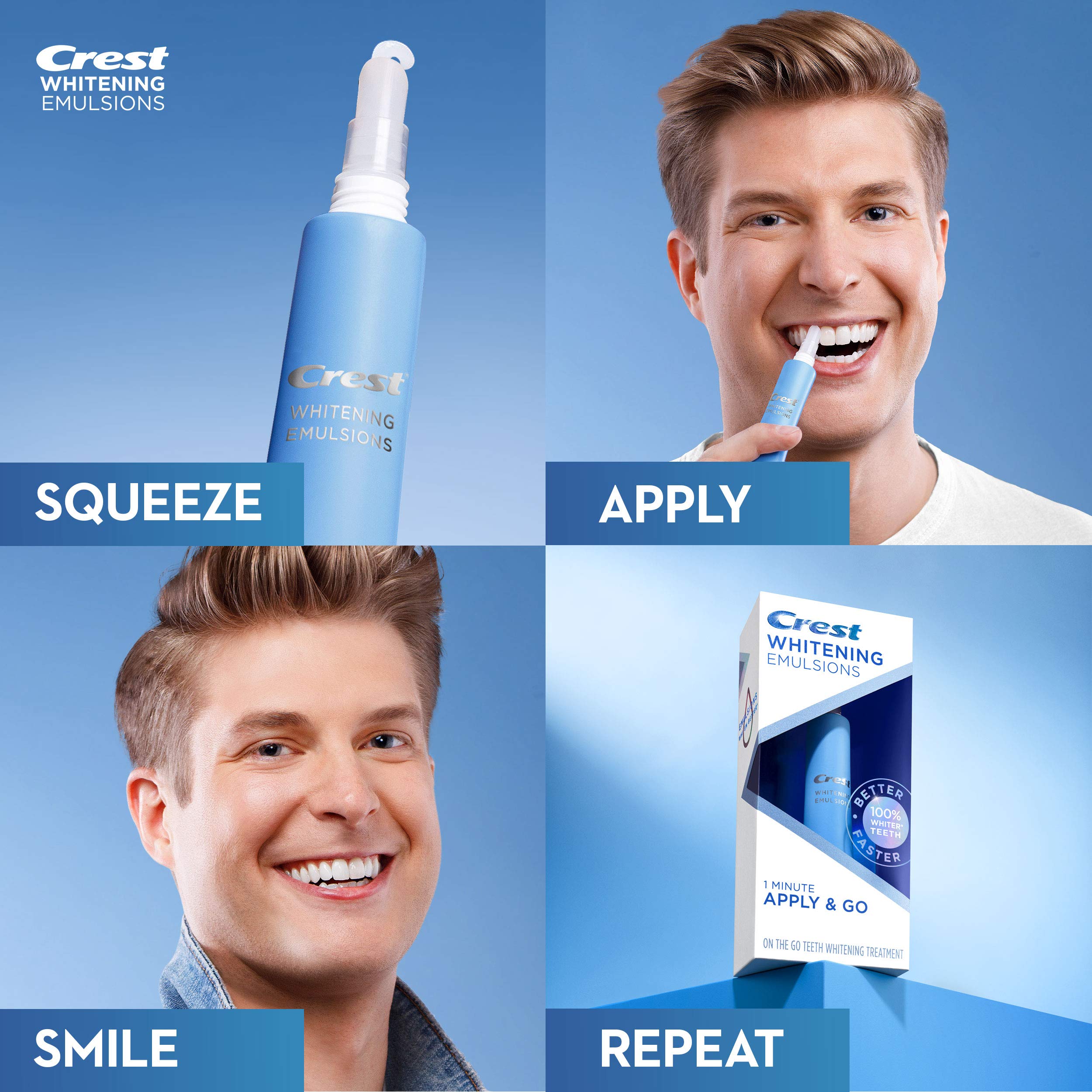 Crest Whitening Emulsions On-the-Go Teeth Whitening Gel Pen - 0.35 Oz (10g) for Fresh Breath & Stain Removal - Perfect for Travel, Work & Daily Use