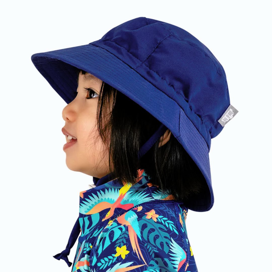 Jan & Jul Navy Cotton Bucket Hat for Kids - Sun Protection Summer Beach Hat for Boys and Girls - Outdoor Play, Travel, and Vacation Essential