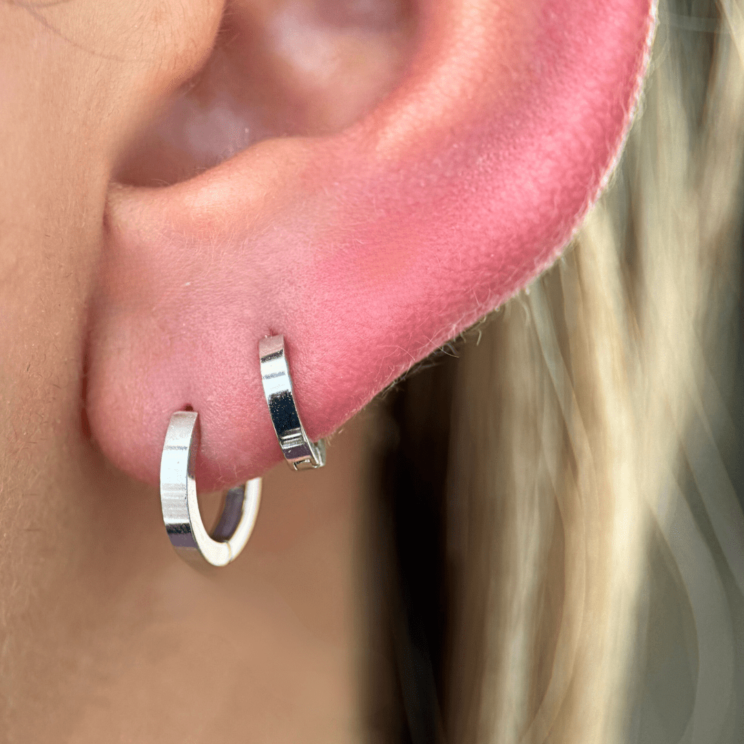 14K Solid White Gold Mini Hoop Earrings for Women - Dainty Everyday Studs, Perfect for Work, Date Night & Gifting
