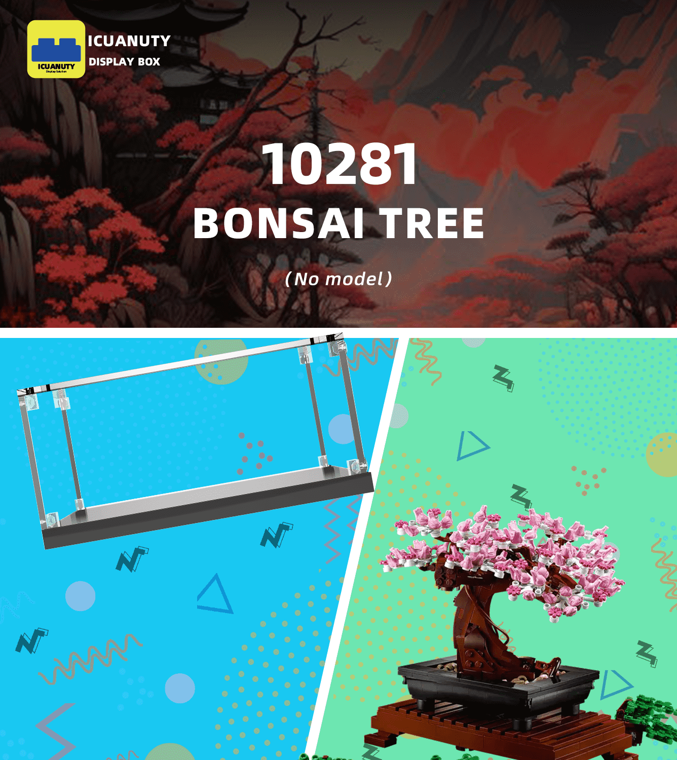 Lego Icons Bonsai Tree 10281 Display Case - Clear Acrylic Protector for Collectible Building Sets - Perfect for Home Decor, Office Display & Gift Showcase