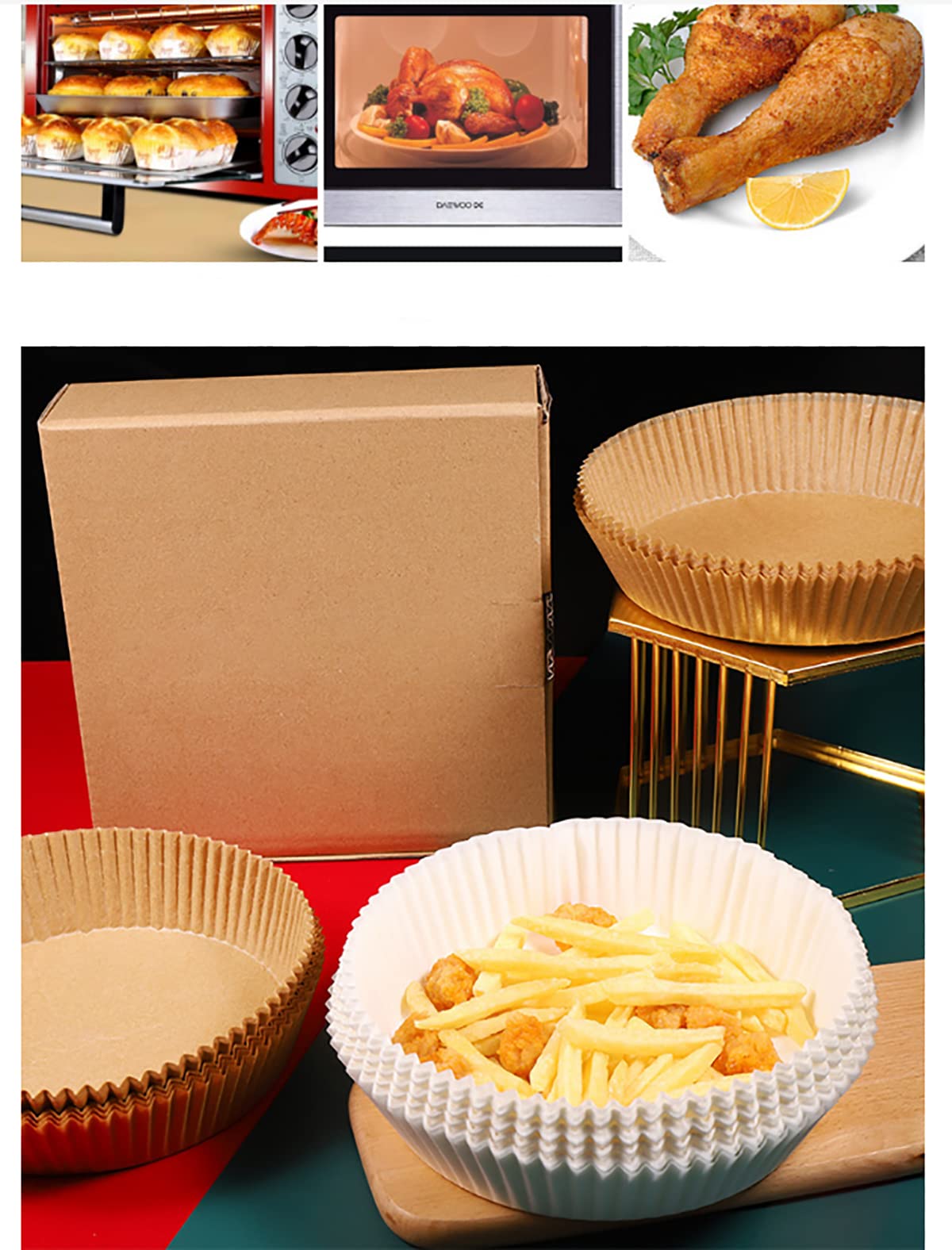 1000 Pcs Air Fryer Disposable Paper Liners - Non-Stick Unbleached Parchment Sheets for Frying, Baking, Cooking & Roasting | Oil-Proof & Microwave Safe | Perfect for Air Fryers, Ovens & Meal Prep