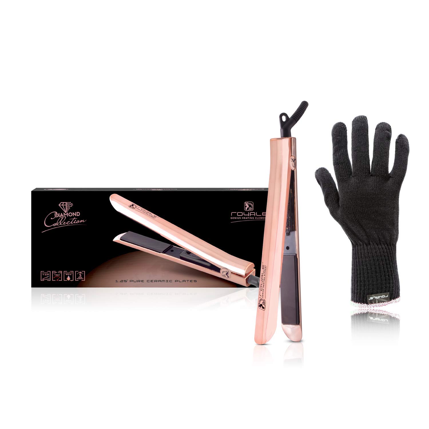 IGP RU Platinum Genius Hair Straightener and Curling Iron with Heating Element - Rose Gold | Professional Styling Tool for Smooth & Wavy Hair | Perfect for Home Use, Salon Styling & Travel