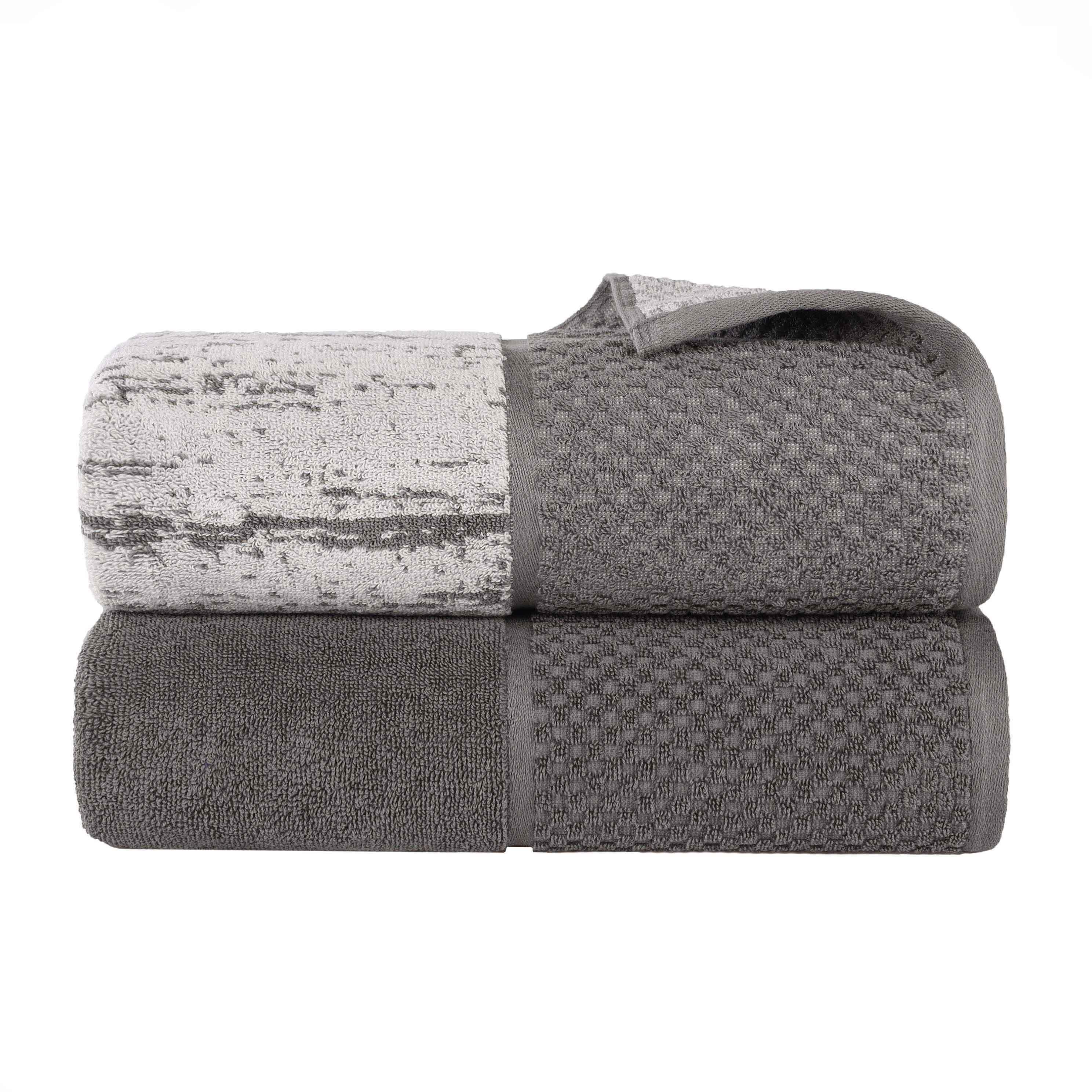 Premium Cotton Jacquard Bath Sheet Set of 2 - Ultra Soft & Absorbent Luxury Towels for Spa, Bathroom & Beach | Solid & Two-Toned Designs