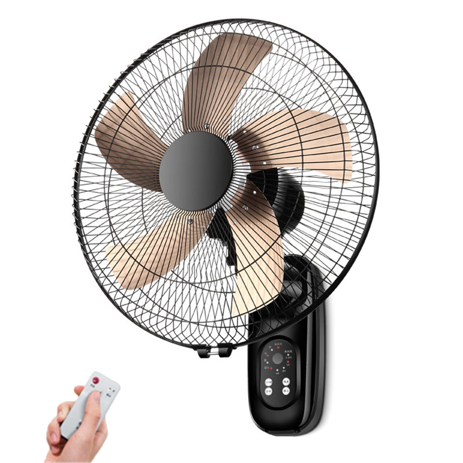 16 Inch Wall Mount Fan with Remote Control - 5 Blades, 3 Speeds & 4 Hour Timer - High Velocity Oscillating Fan for Industrial, Commercial & Home Use - Perfect for Warehouses, Offices, Bedrooms and Living Rooms