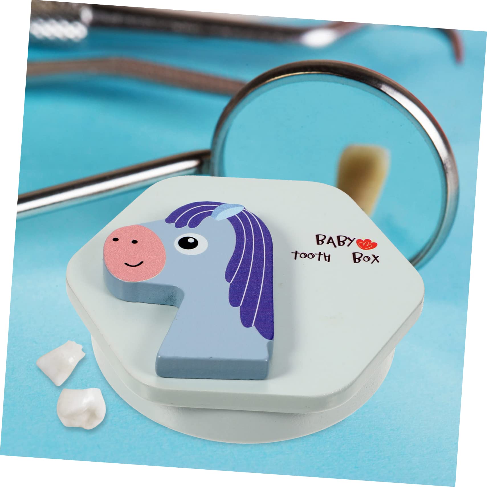 UPKOCH 2-Piece Baby Teeth Keepsake Box with Fetal Hair Storage - Blue Wooden Memory Box for Newborn First Tooth & Hair Mementos | Perfect Baby Shower Gift & Childhood Memorabilia Organizer