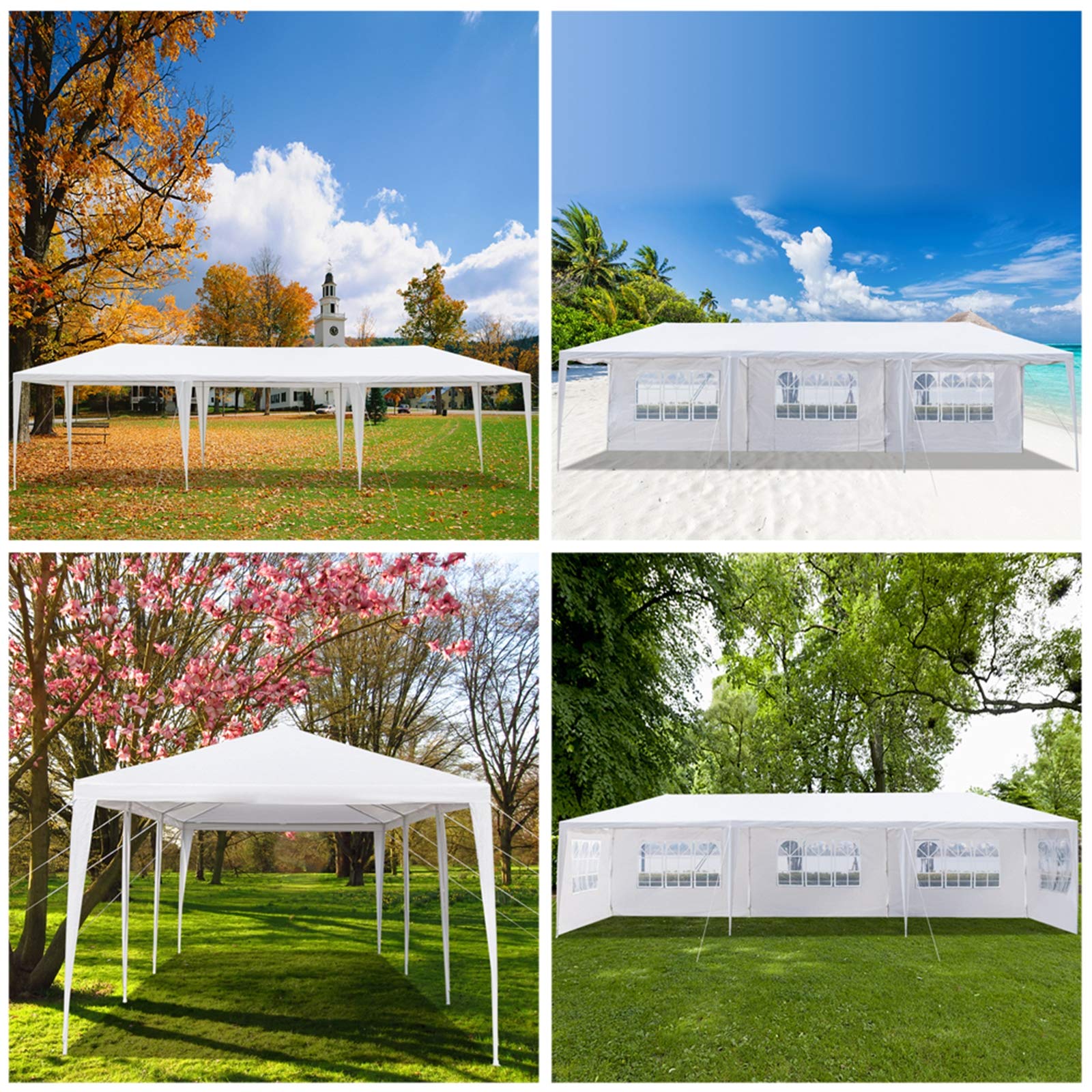 10x30 Party Tent Canopy - Waterproof Outdoor Wedding, Camping, BBQ & Backyard Event Shelter with Removable Sidewalls & PE Fabric - Perfect for Windy Weather Protection, Family Gatherings, Picnics and Outdoor Celebrations