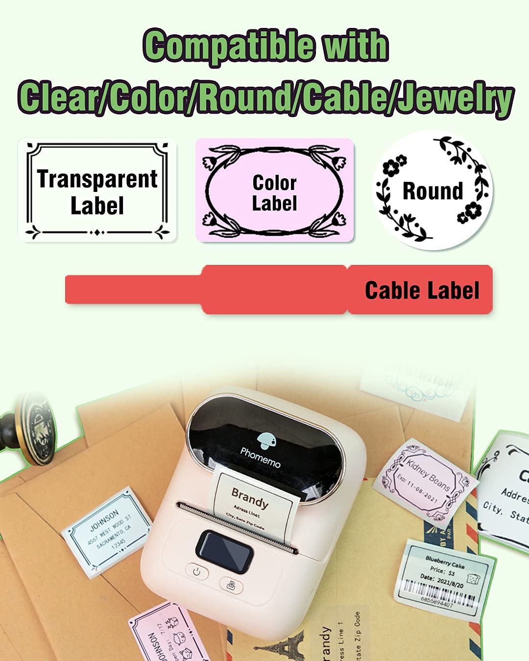 Phomemo M110S Bluetooth Label Maker Kit with 1 Blue Label Paper - Portable Label Printer for Business, Office, Retail & Home Organization - Includes Multiple Fonts, Icons & Templates (Pink) - Perfect for Barcode Labeling, Cable Management & Product Pricing
