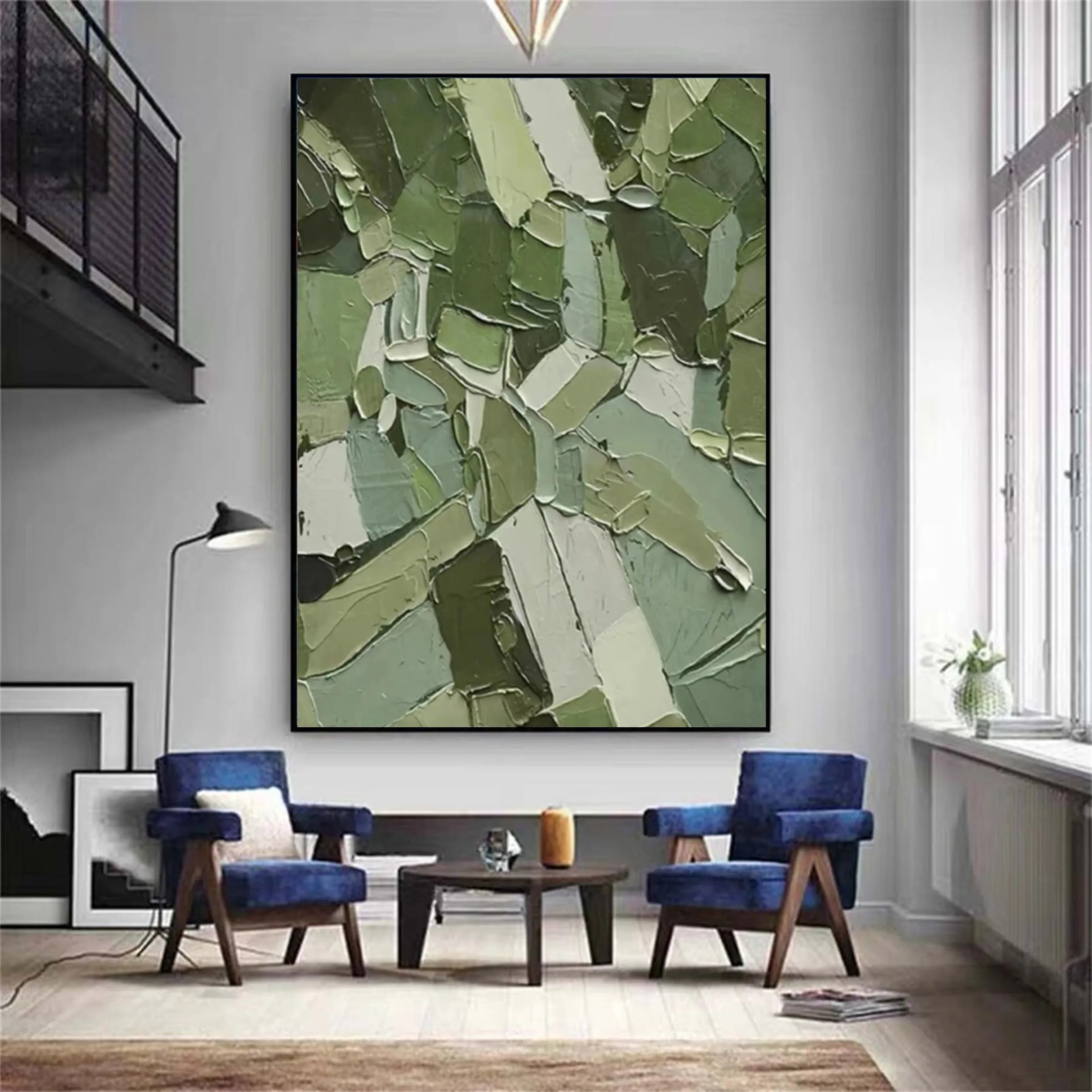 Blue & Green Abstract Wall Art Print #BG042 - Modern Canvas Painting for Living Room, Bedroom & Office Decor