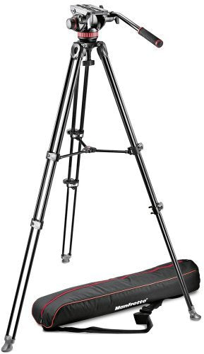 Manfrotto 502AH Professional Video Head with MT055XPRO3 Aluminum Tripod Kit - Perfect for Filmmaking, Photography & Vlogging