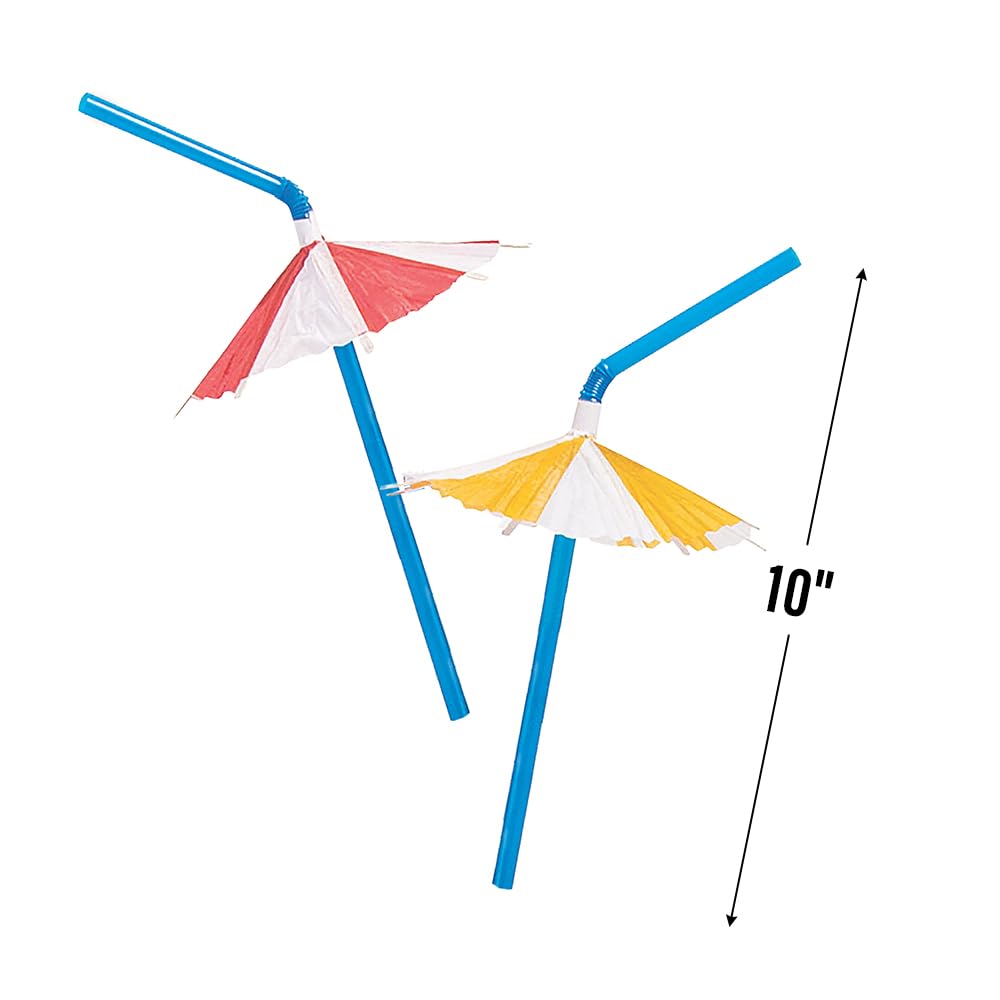 Colorful Pool Party Umbrella Drink Straws - 12 Pack Fun Cocktail Straws for Summer Parties, Tropical Drinks & Beach Themed Events - Perfect for Margaritas, Pina Coladas & Poolside Beverages