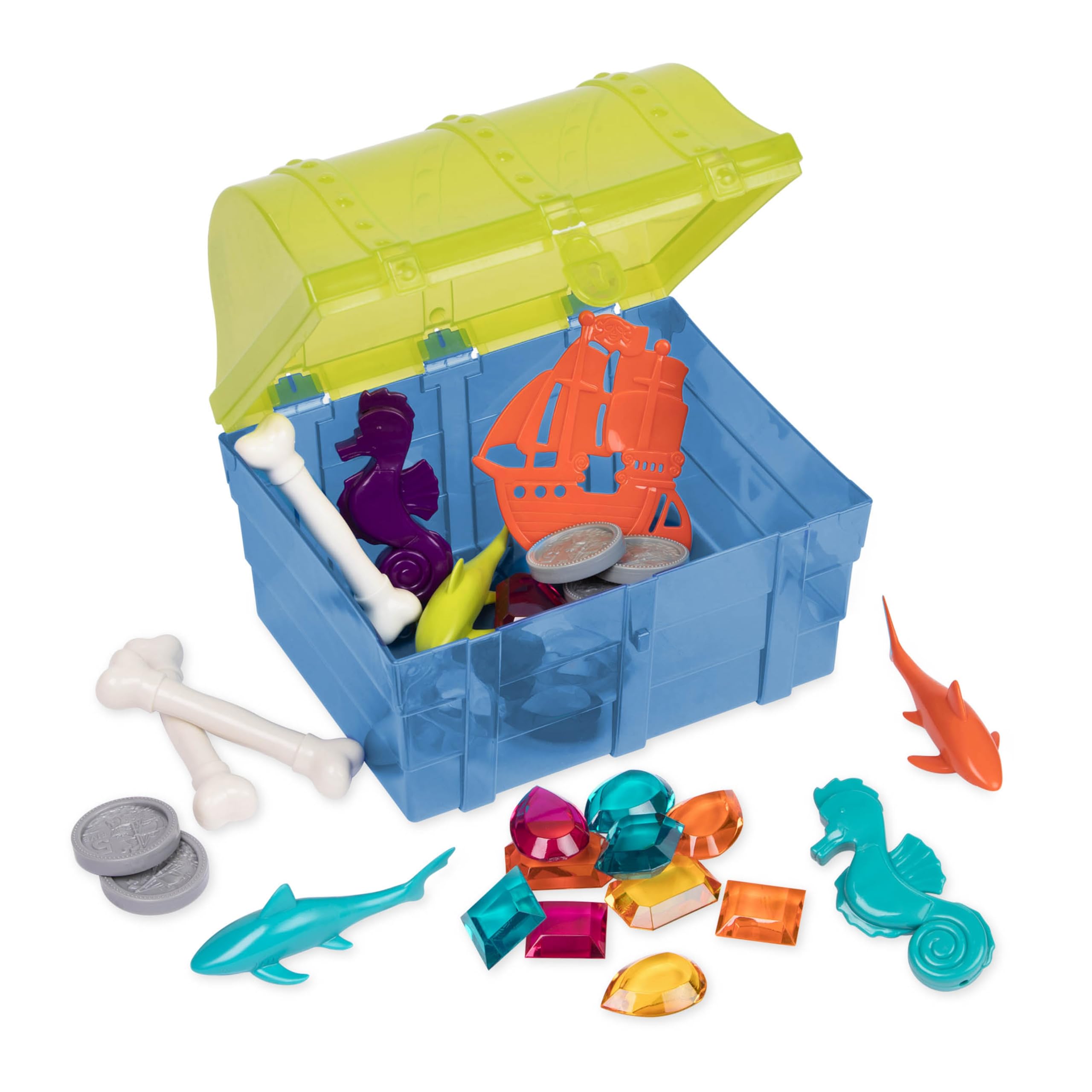 Battat Pirate Treasure Chest Diving Game for Kids - 28 Pc Underwater Pool Toys Set for Ages 8+ - Perfect for Summer Beach, Pool Parties & Backyard Water Play