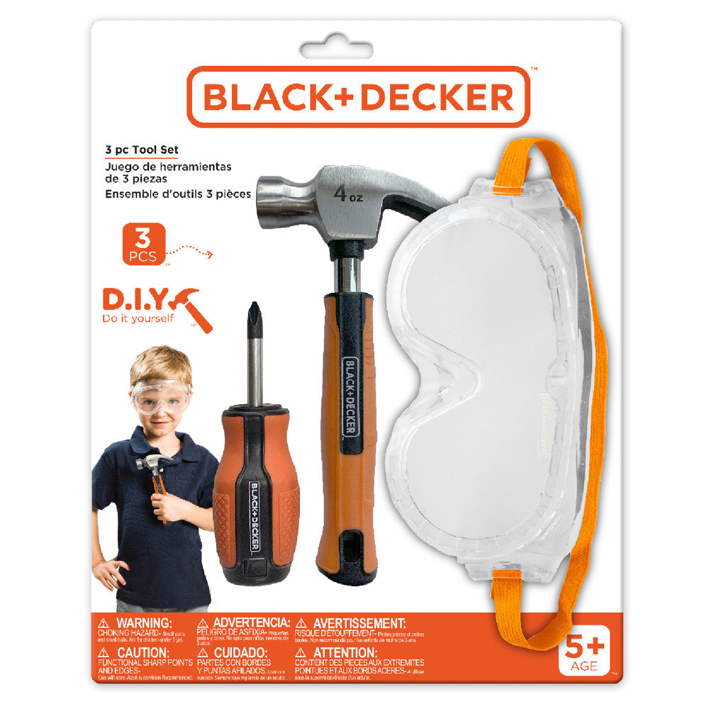 Black and Decker Kids' Pretend Play Tool Set - Realistic Design Construction Toys for Toddlers & Children - Perfect for Role Play, DIY Projects & Early Learning Development