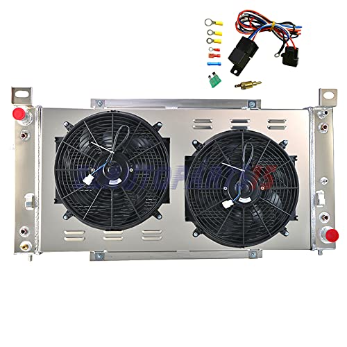 AlloyWorks 3-Row Aluminum Radiator with Shroud Fan & Relay Kit - Compatible with 2008-2013 Chevy Silverado 1500, GMC Yukon, HUMMER H2 - Heavy-Duty Cooling for Towing & Off-Road Adventures