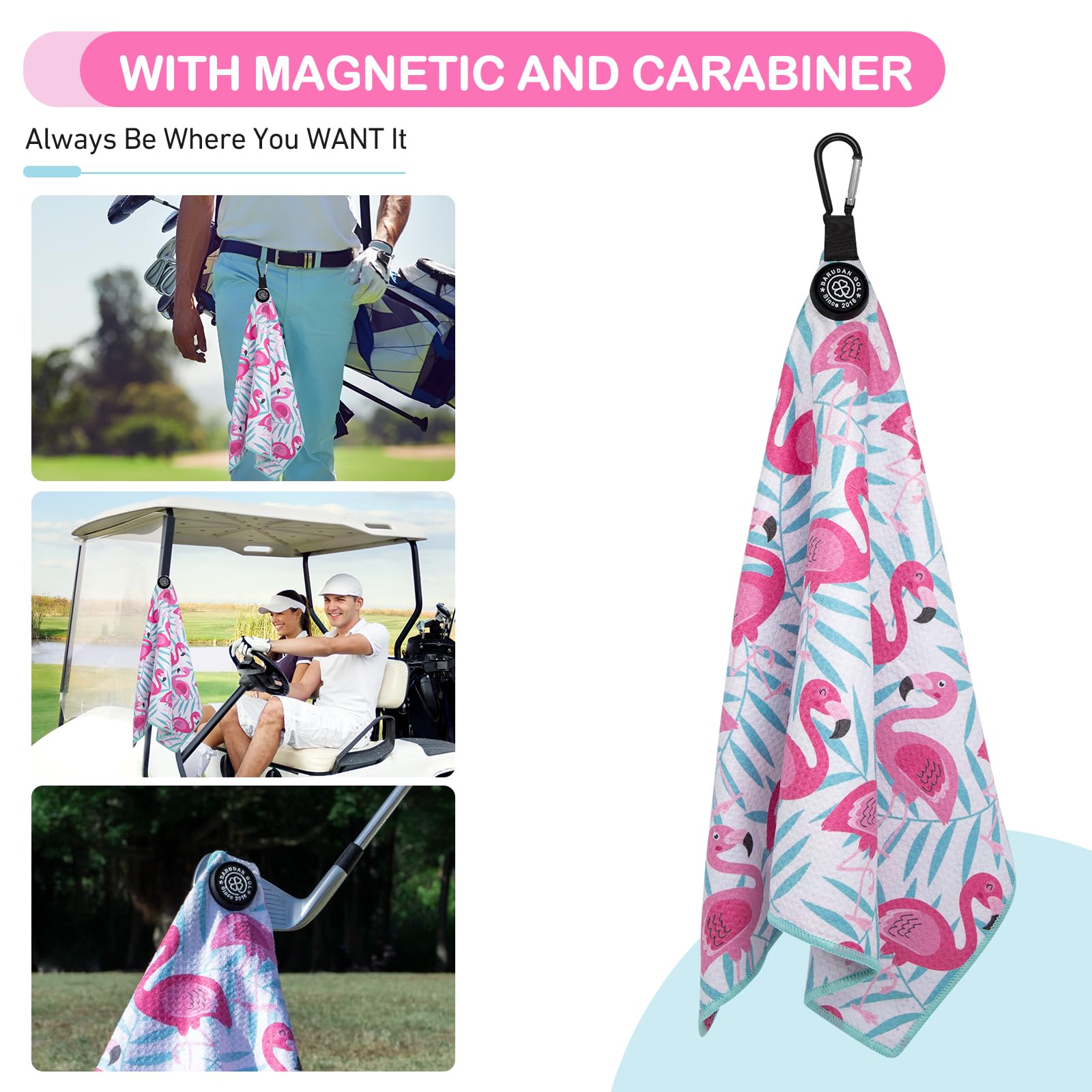 Magnetic Golf Towel - Microfiber Waffle Texture with Strong Magnet for Golfers | Perfect for Club Cleaning & Cart Attachment