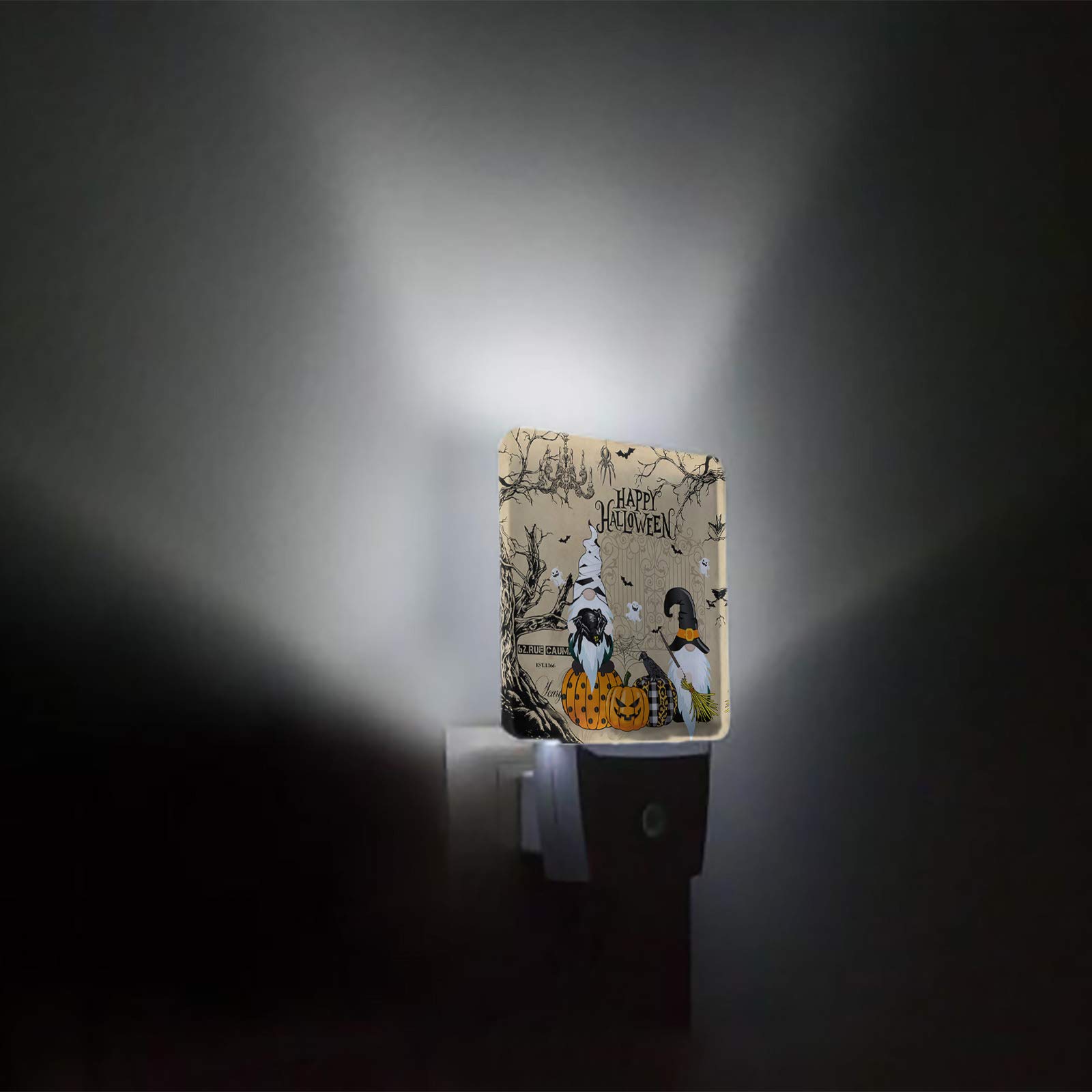 **LED Night Light for Kids - Plug-in Wall Light with Dusk-to-Dawn Sensor, Halloween Gnome & Pumpkin Ghost Design - Perfect for Nursery, Bedroom, Bathroom, Hallway & Stairs - Home Decor & Safety Lighting**