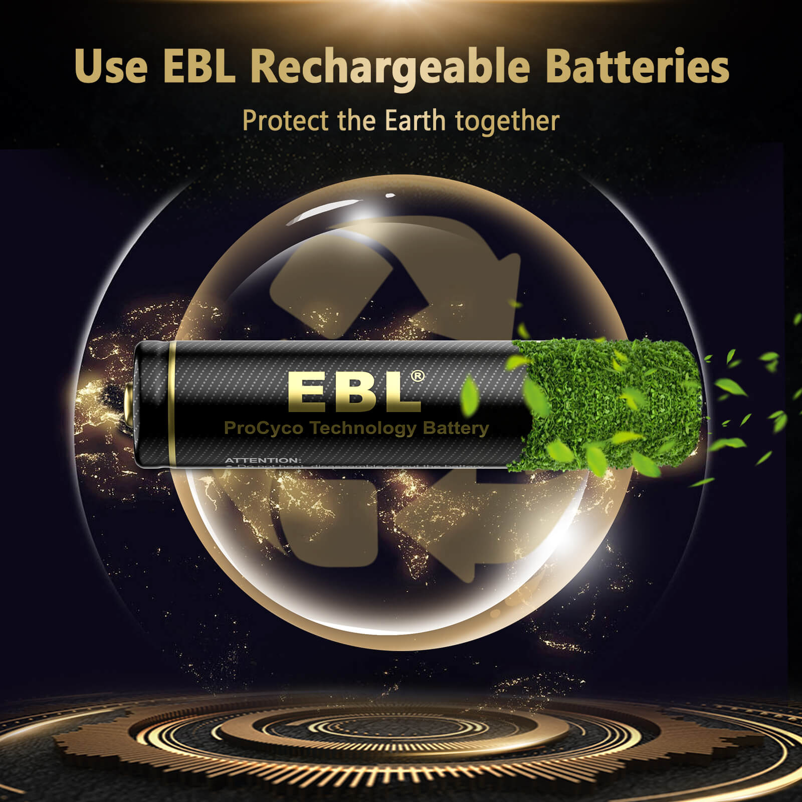 EBL Gold Pro 2800mAh Rechargeable AA Batteries - High Capacity NiMH Battery Pack for Digital Cameras, Flashlights, Toys & More