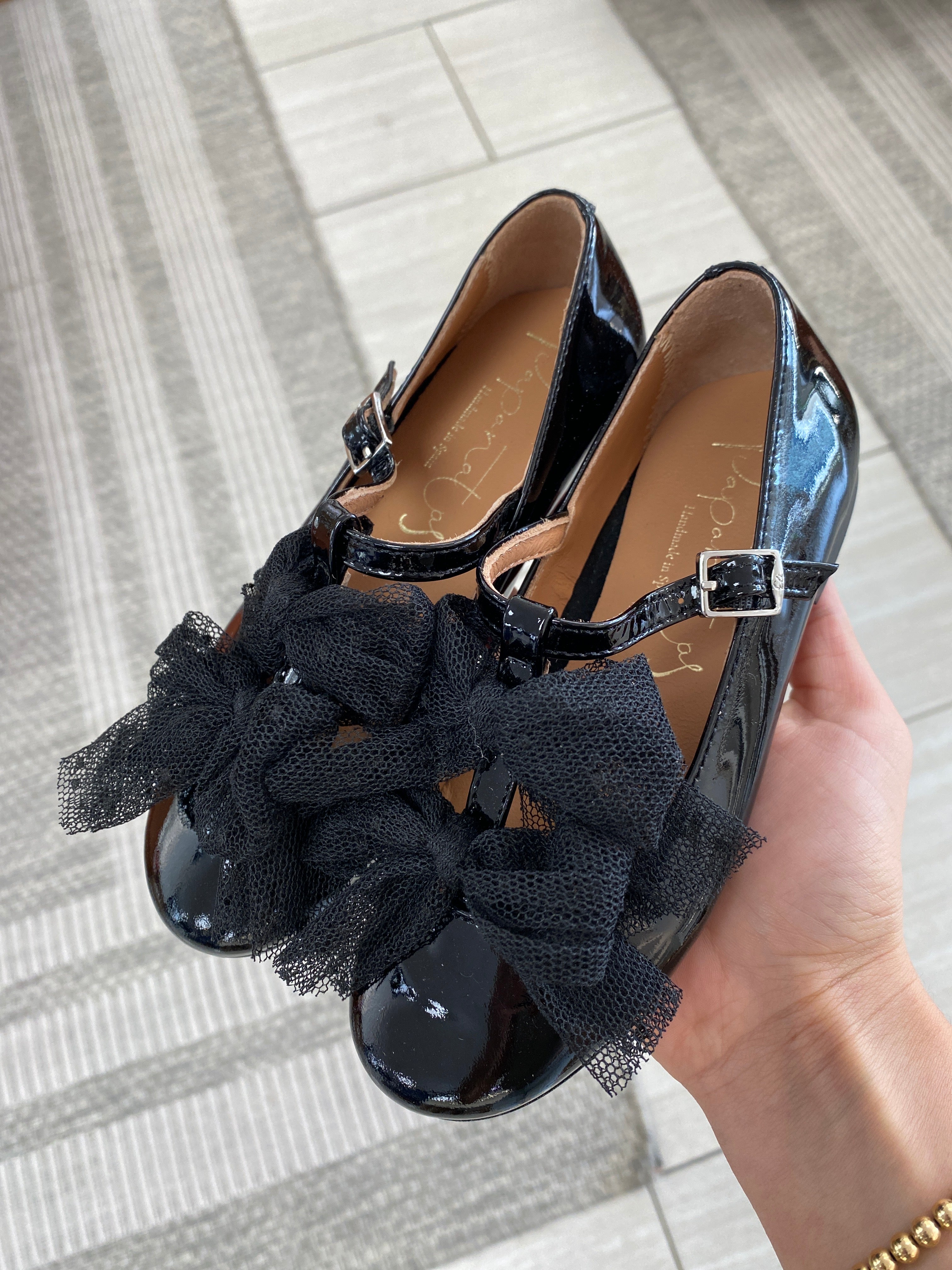 Stylish Black Patent Leather Mary Jane Shoes with Bows | Elegant & Comfortable for Women & Girls | Perfect for Weddings, Parties & Formal Events