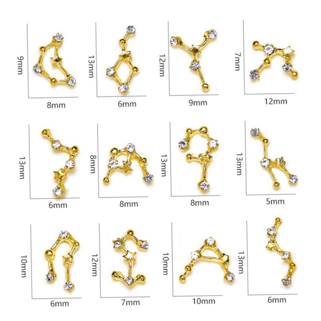 Minkissy 3D Nail Charms Set - Zodiac Signs & Personalized Nail Art Gems for DIY Manicure | Perfect for Nail Salons, Home Nail Art, and Special Occasions
