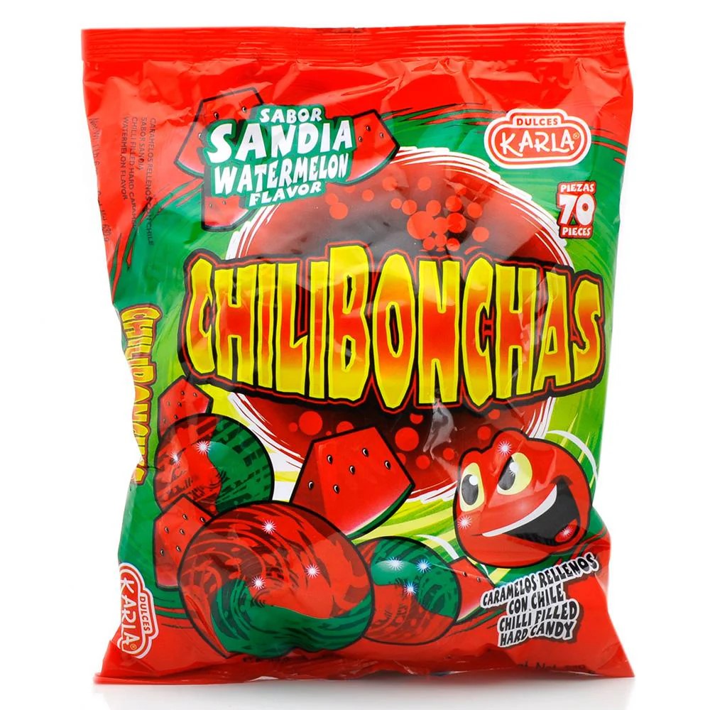 Karla Chilibonchas Watermelon Flavor | 70 Count Resealable Bag | Perfect for Parties, Snacking & Mexican Candy Lovers