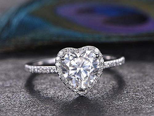 1.50 Carat Halo Moissanite Engagement Ring for Women - Semi-Eternity Wedding Band, Durable & Sparkling Lab-Created Diamond Alternative - Perfect for Proposals, Anniversaries & Special Occasions