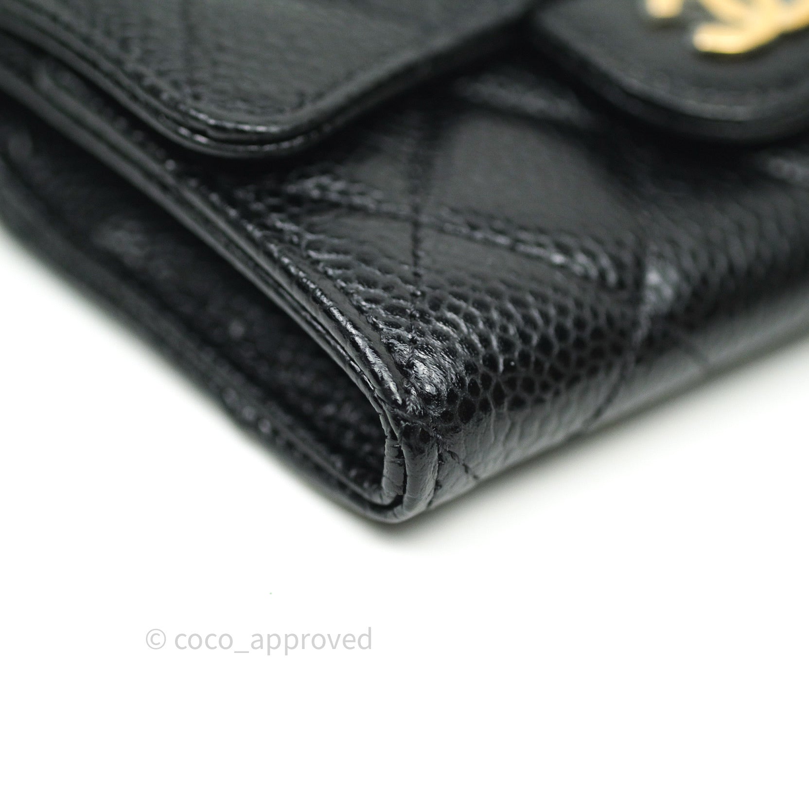 Chanel Caviar Quilted Flap Card Holder Wallet - Black with Gold Hardware | Luxury Compact Wallet for Women, Perfect for Everyday Use & Special Occasions