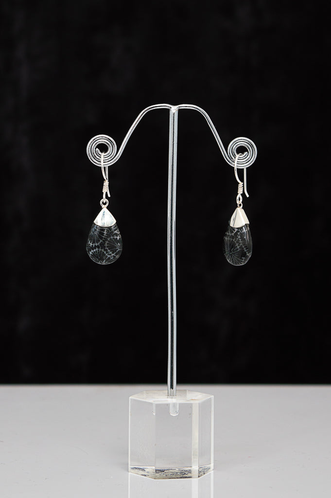 Exquisite Black Coral Earrings for Women – Handmade Dangle Earrings for Parties, Weddings & Special Occasions