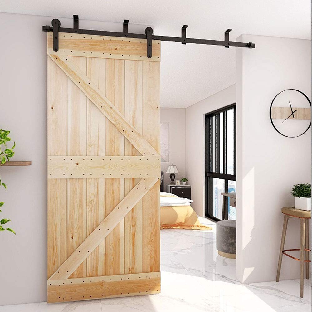 4-12FT Sliding Barn Door Hardware Kit - Ceiling Mount Style with 6.6FT Rails for 39.6