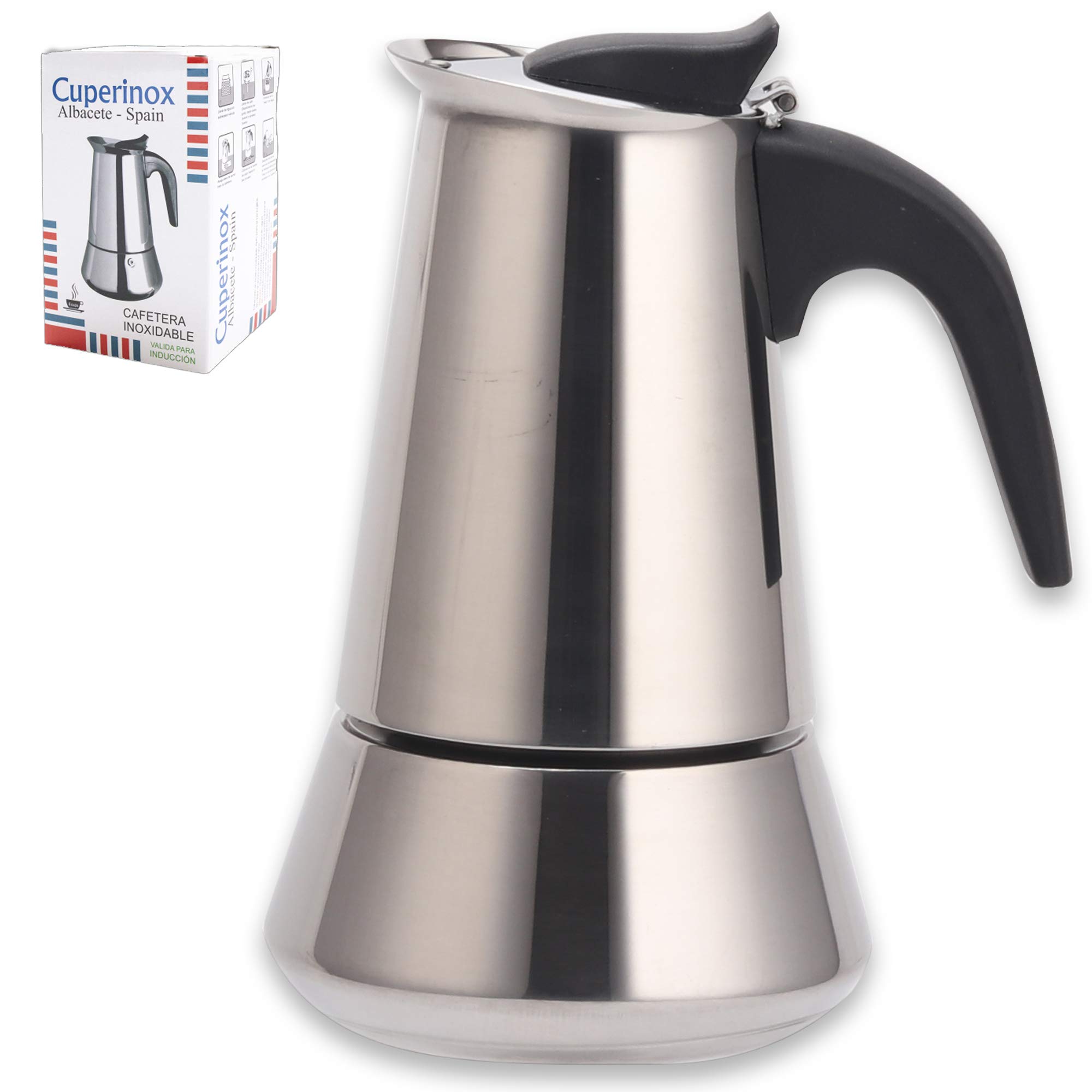 Cuperinox Italian Stovetop Espresso Maker - 12 Cup Induction Compatible Moka Pot for Gas, Electric & Ceramic Cooktops - Stainless Steel, Dishwasher Safe - Perfect for Home, Office & Camping Coffee Brewing