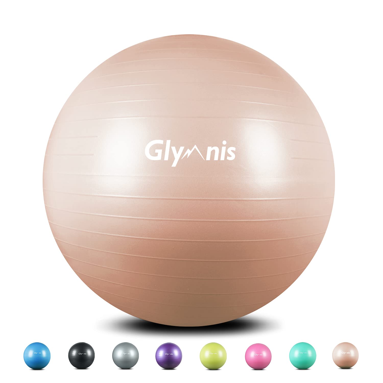 Glymnis Non-Slip Exercise Ball for Adults - Anti-Burst Fitness & Gym Ball for Yoga, Pilates, and Home Workouts