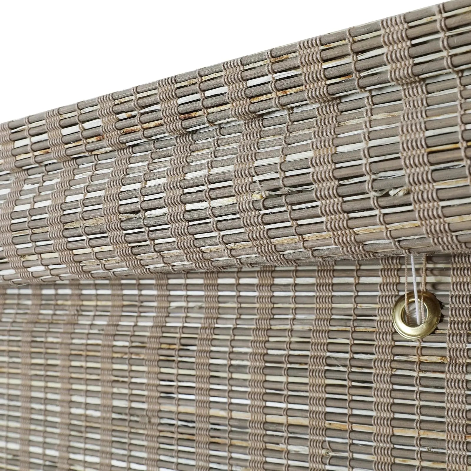Natural Ramie Bamboo Woven Window Shade - Woodsmoke Color | Eco-Friendly Room Darkening Window Treatment for Living Room & Bedroom