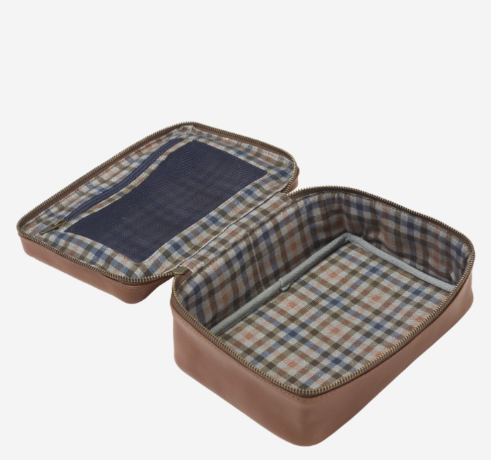 Johnston & Murphy Rhodes Toiletry Kit for Men - Premium Leather Travel Cosmetic Bag with Multiple Compartments - Perfect for Business Trips, Vacation & Gym Essentials Organization